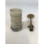 A hard stone jade style brush holder later converted to a lamp base W:18cm x H:14cm