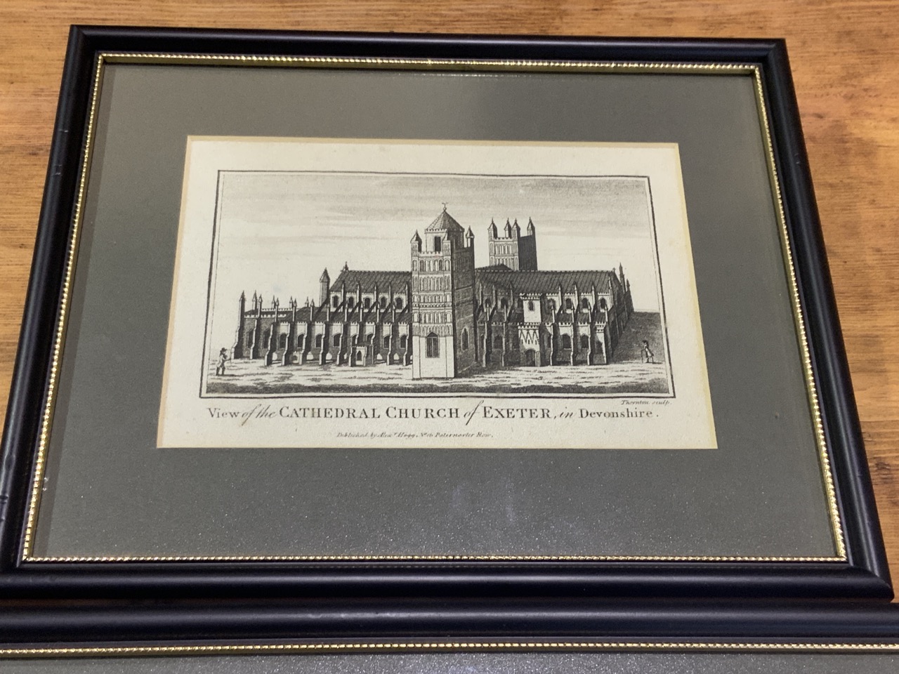 View of the cathedral church of Exeter in Devonshire, copper line engraving 82 x 148 m, by - Bild 2 aus 4