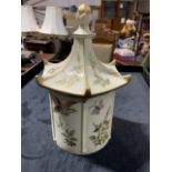 Late 19th and early 20th century blush Ivory Chinese pagoda shape pot and cover.