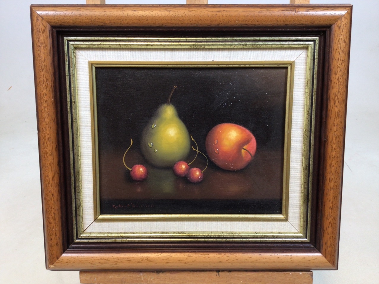 A still life of fruit - oil on canvas indistinctly signed W:39cm x H:35cm