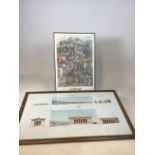 A framed print of elevations form Pompei W:104cm x H:63 also with a signed print of Edinburgh by
