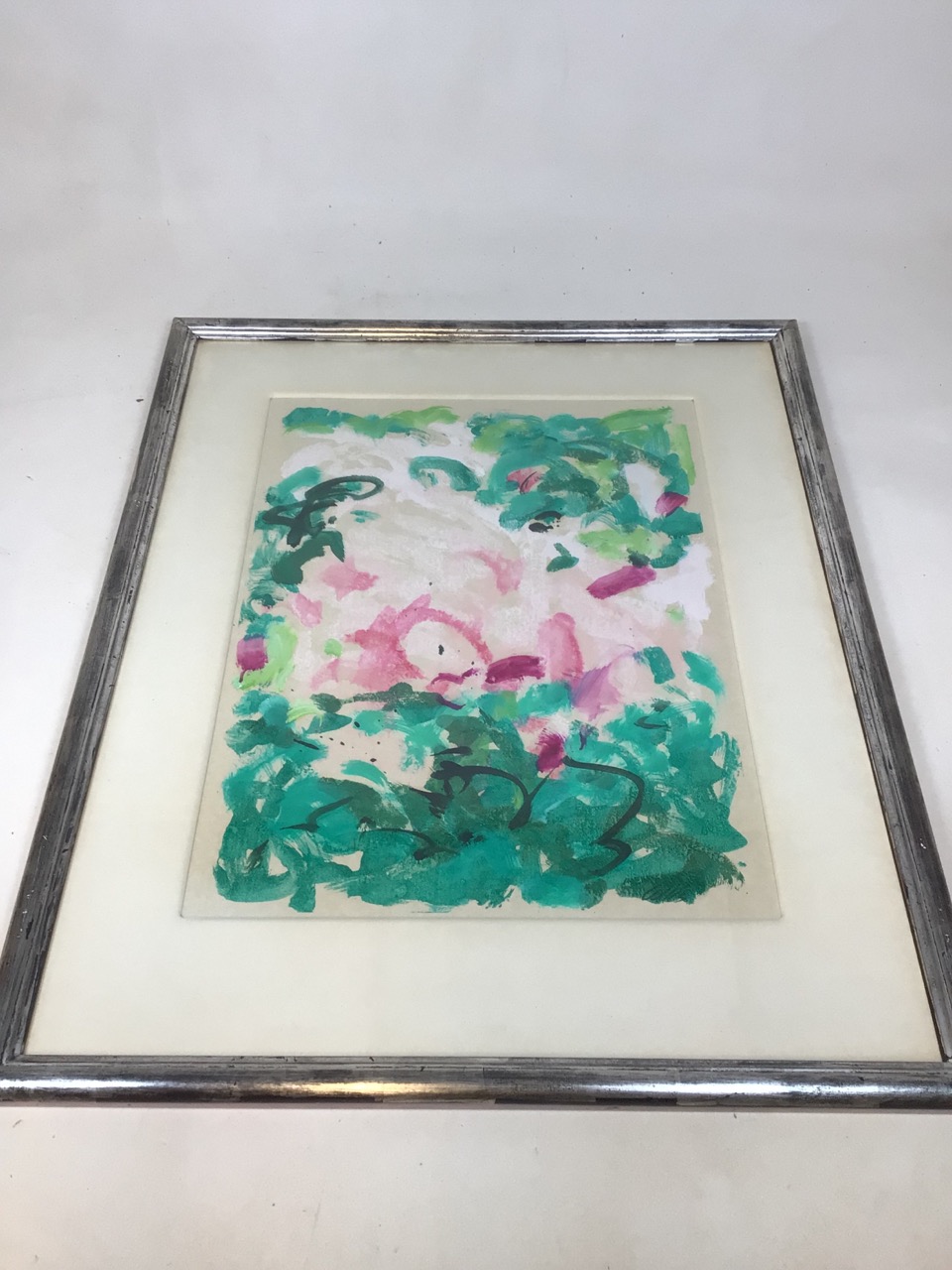 Mary Collis (Nairobi 1950) Painting entitled Frondscene No.22 Study in pink and green, water
