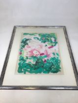 Mary Collis (Nairobi 1950) Painting entitled Frondscene No.22 Study in pink and green, water