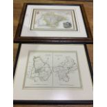 Thomas MOULE map of Devonshire 185 x 250 mm framed also with maps of Exeter and Tavistock drawn by R