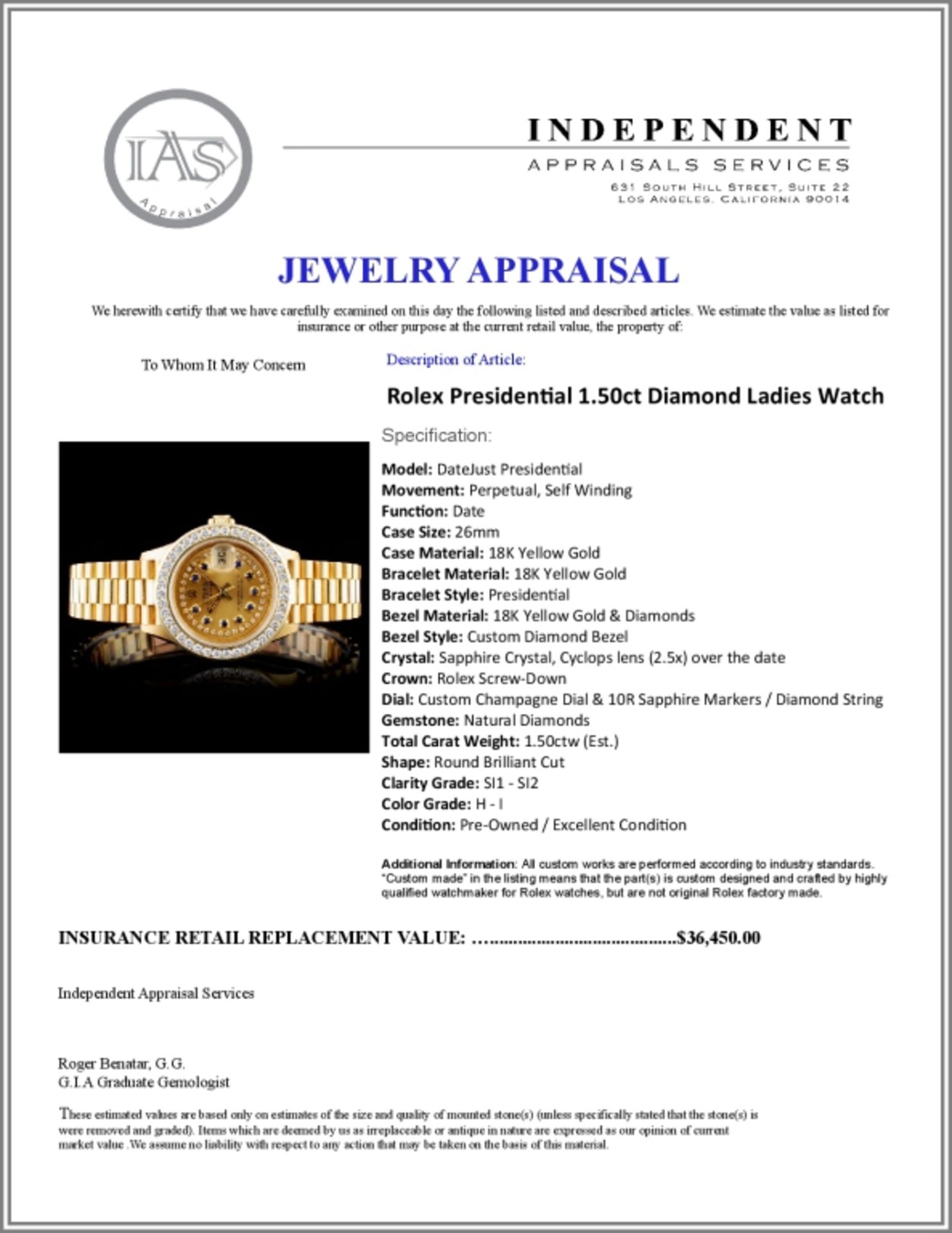 Rolex Presidential Diamond Ladies Watch - Image 6 of 6