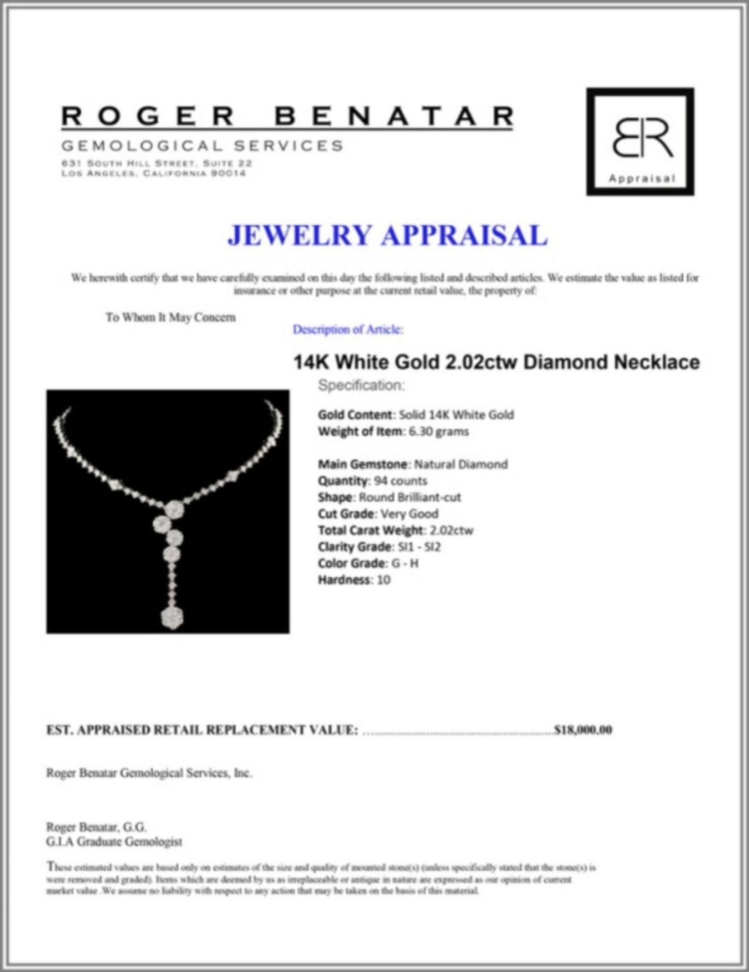 14K White Gold 2.02ctw Diamond Necklace - Image 3 of 3