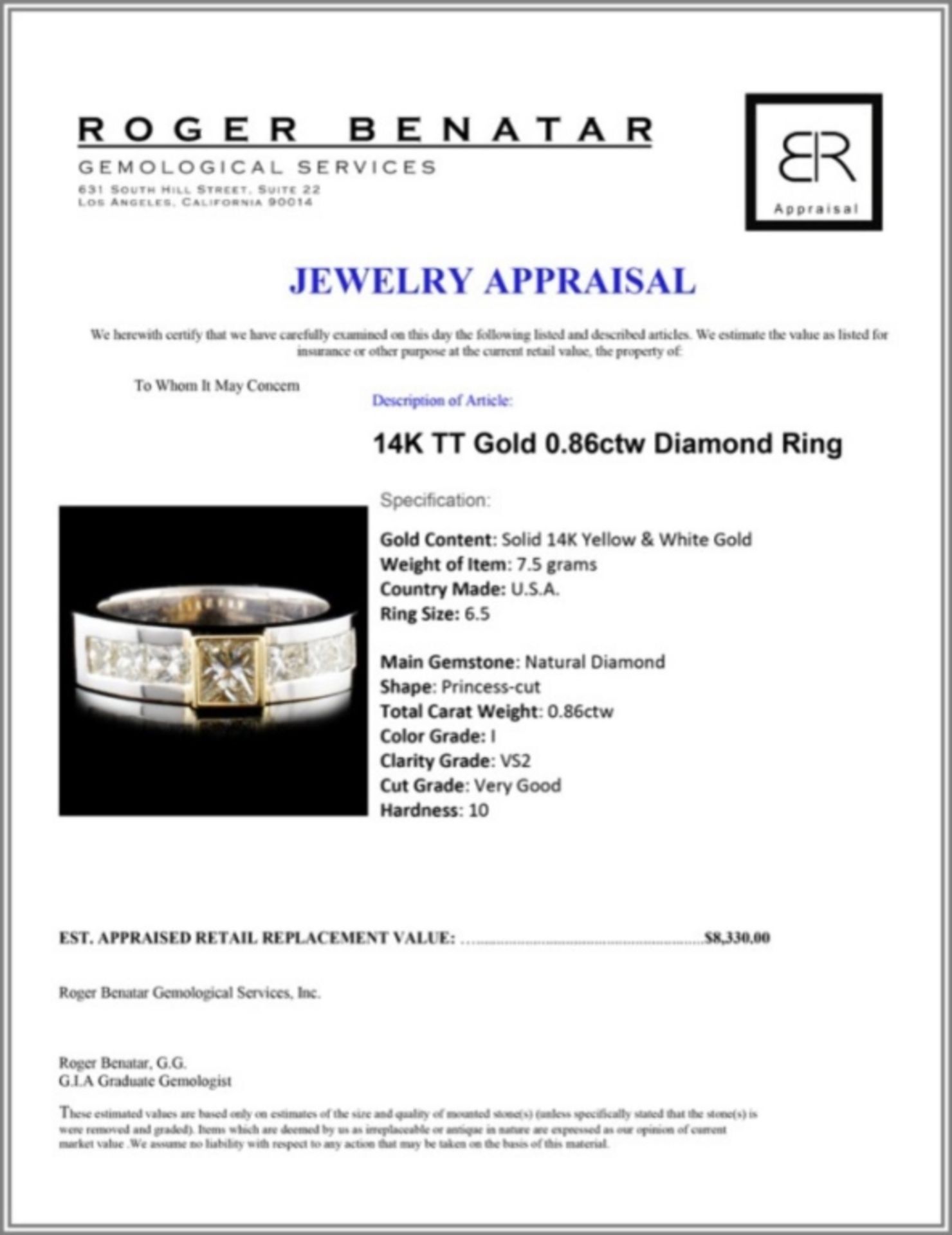 14K TT Gold 0.86ctw Diamond Ring - Image 3 of 3