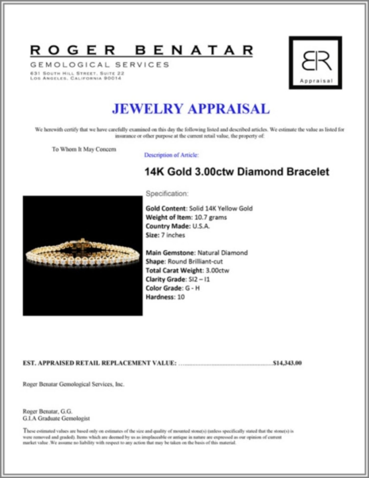 14K Gold 3.00ctw Diamond Bracelet - Image 3 of 3