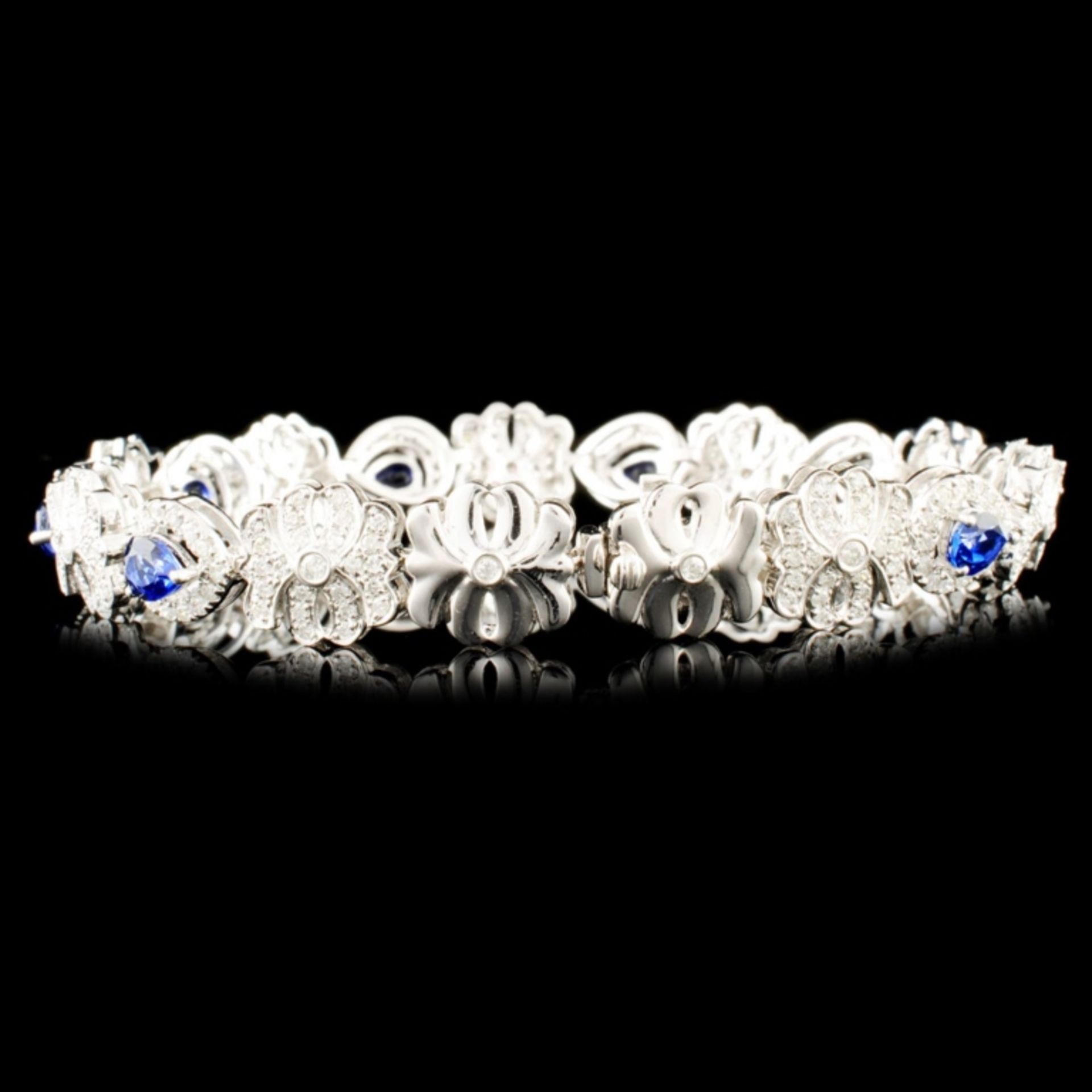 14K Gold 3.24ct Sapphire & 2.11ctw Diamond Bracele - Image 2 of 4