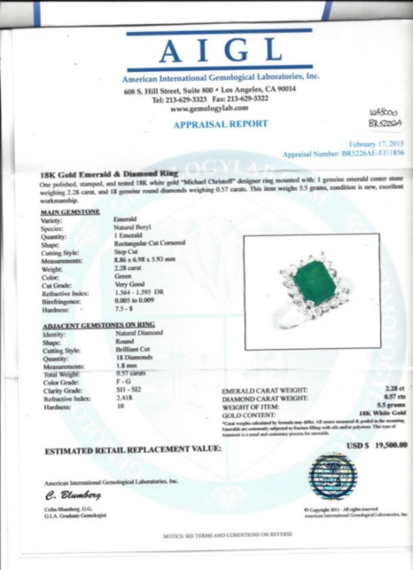 18K Gold 2.28ct Emerald & 0.57ctw Diamond Ring - Image 4 of 4