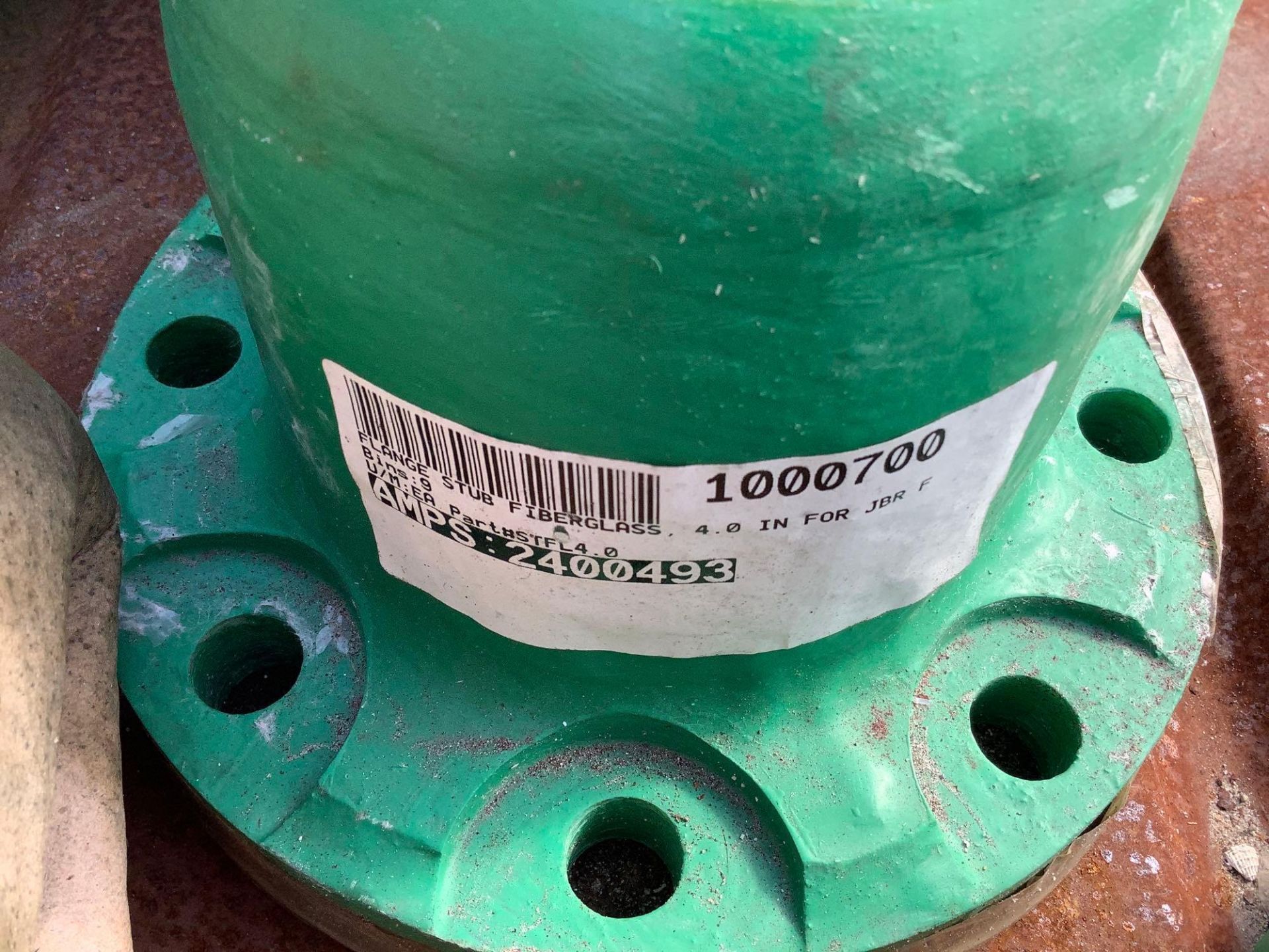 PALLET OF ( 3 ) 90 DEG ELBOW PXP, APPROX 12IN,  ( 3 ) FLANGE STUB FIBERGLASS APPROX 4.0IN  FOR JBR & - Image 8 of 16