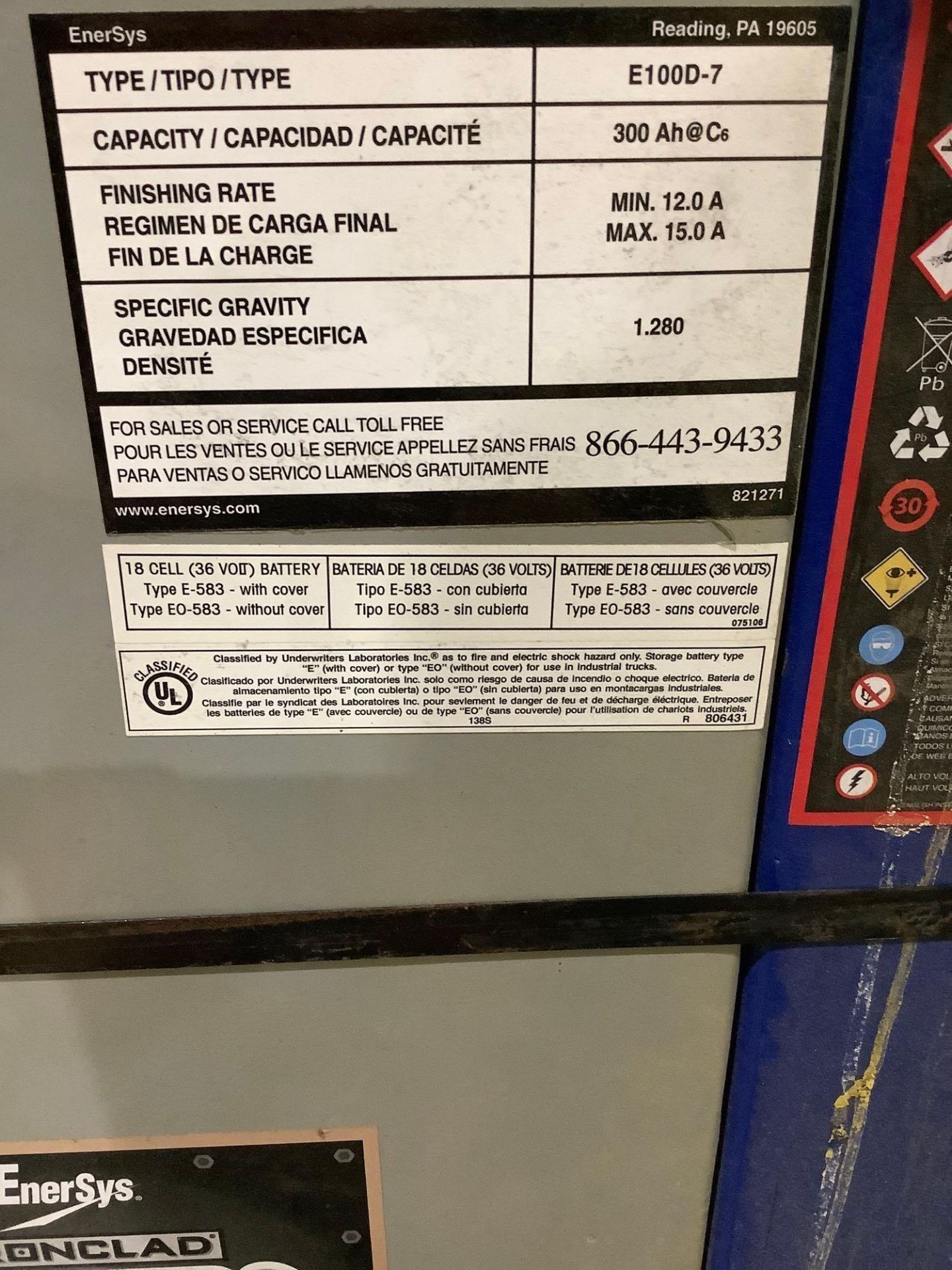 ( 2 ) ENERSYS IRONCLAD DESERTHOG 36V BATTERIES & ( 1 ) 36V ENERSYS HUP GENERAL BATTERY ,  APPROX 25. - Image 7 of 11