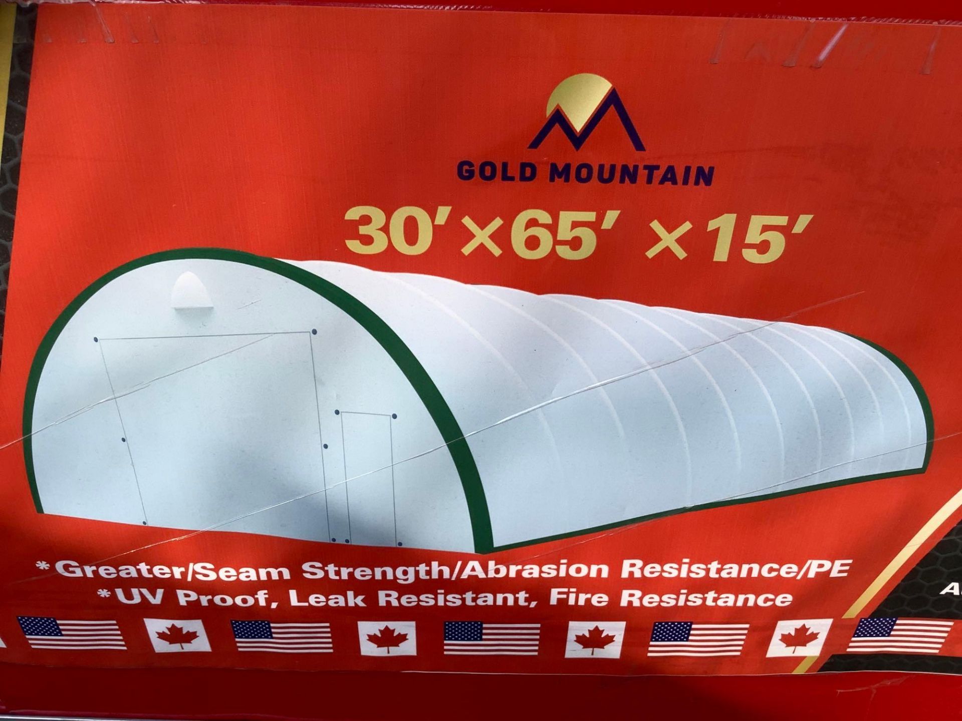 UNUSED GOLD MOUNTAIN TENT MODEL 306516R, 2 CRATES, APPROX 30’ x 65’ x 15’ , UV PROOF, LEAK RESISTANT - Image 6 of 6