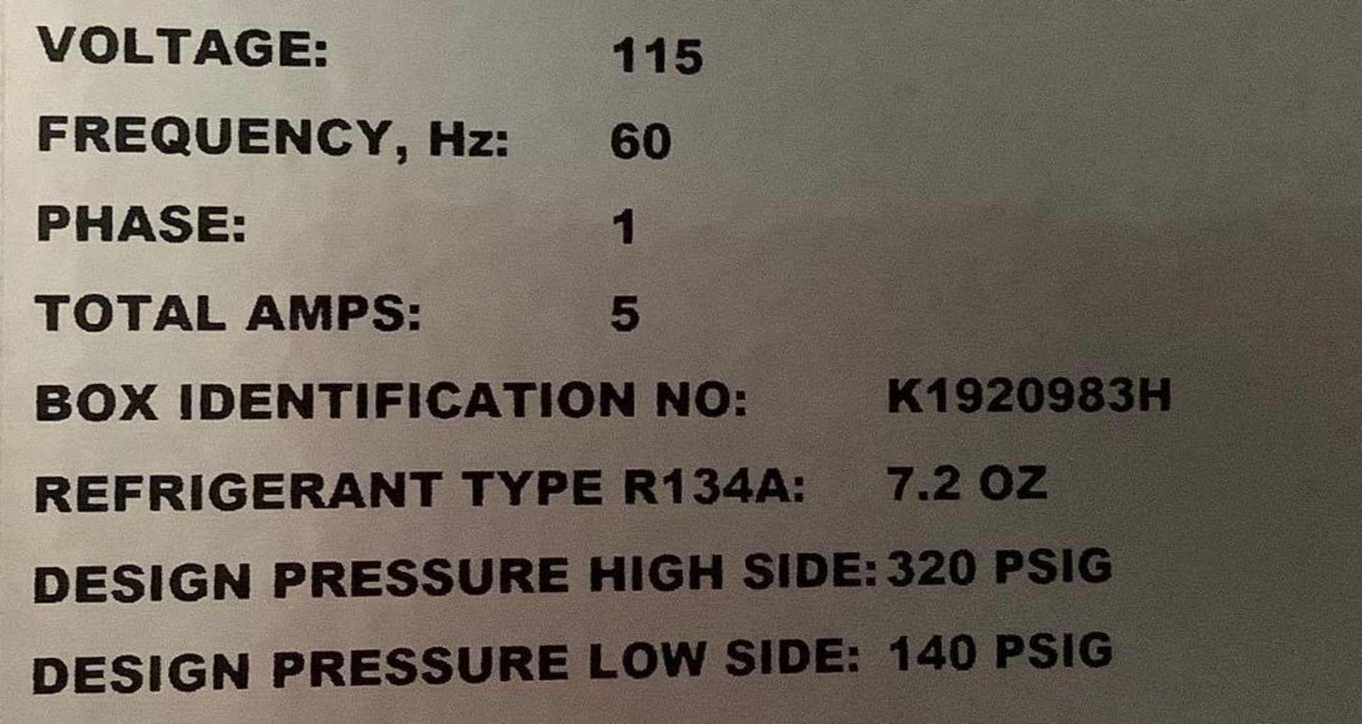 SO-LOW LABORATORY FREEZER MODEL DHW20-20MDP, APPROX 115 VOLTS, APPROX DESIGN PRESSURE HIGH SIDE 320 - Image 10 of 10