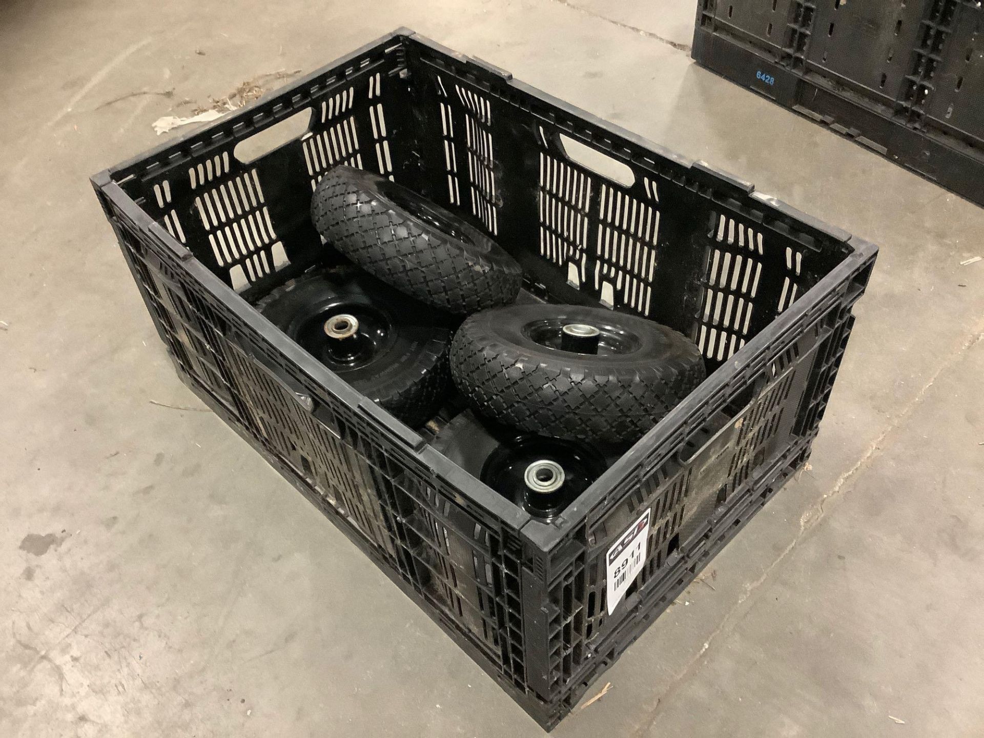 ( 4 ) UNUSED 10” SOLID TIRES 3.00-4 (260 x 85 ) WITH CARRYING CRATE - Image 3 of 3