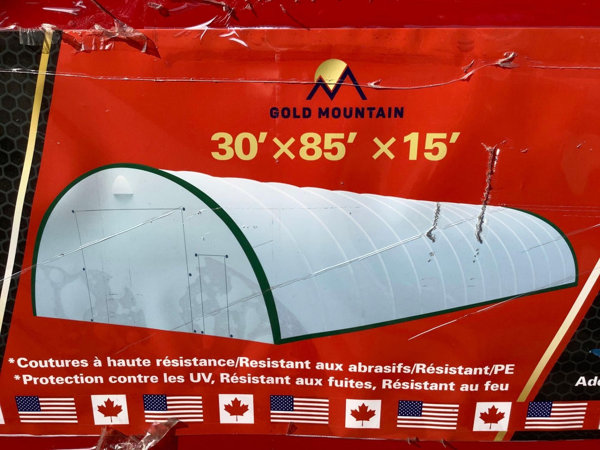 UNUSED GOLD MOUNTAIN TENT MODEL 308515R,APPROX 30’ x 85’ x 15’ , UV PROOF, LEAK RESISTANT, FIRE RESI - Image 7 of 7