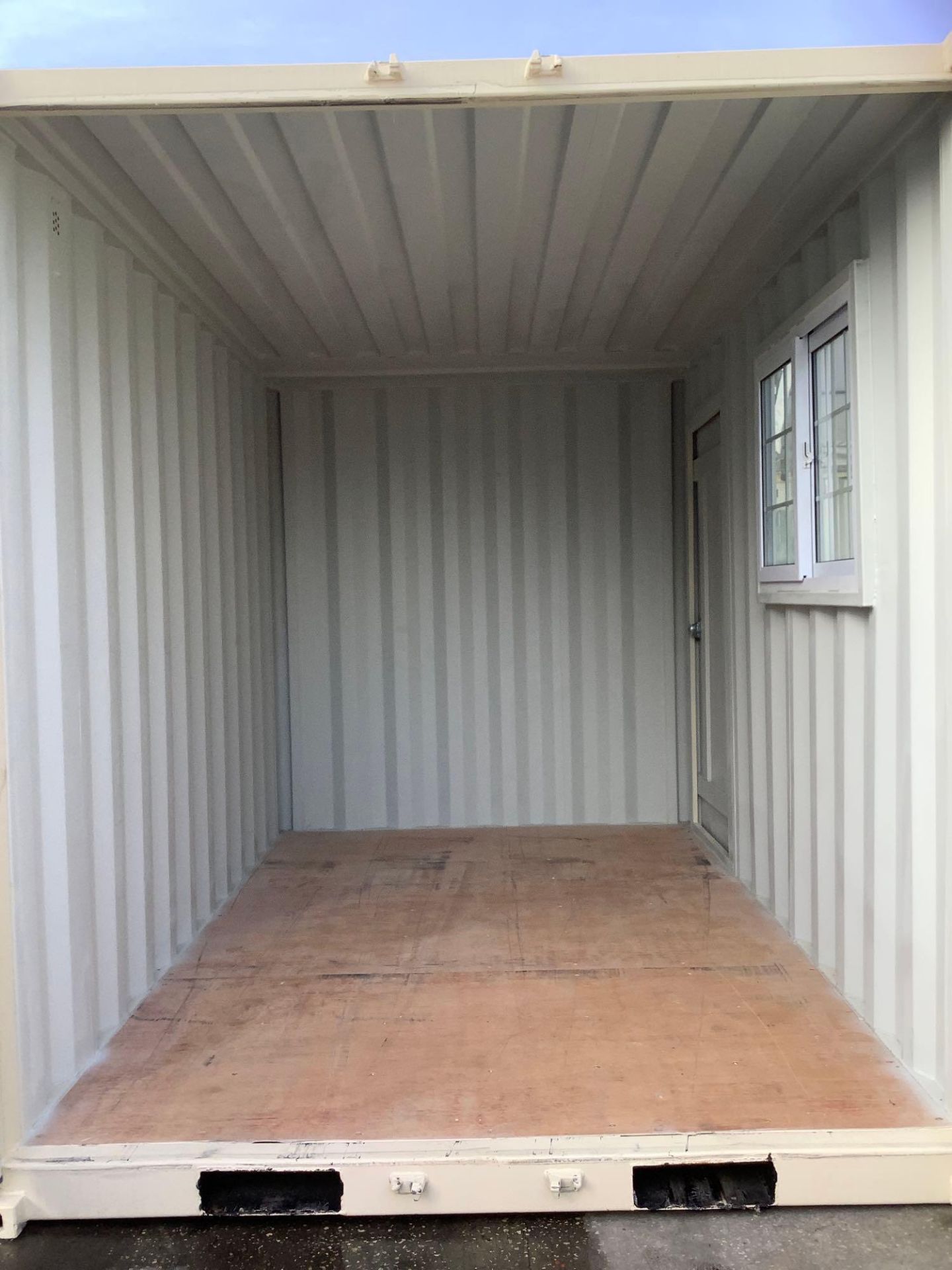 12' OFFICE / STORAGE CONTAINER, FORK POCKETS WITH SIDE DOOR ENTRANCE & SIDE WINDOW , APPROX 99'' T x - Image 10 of 11