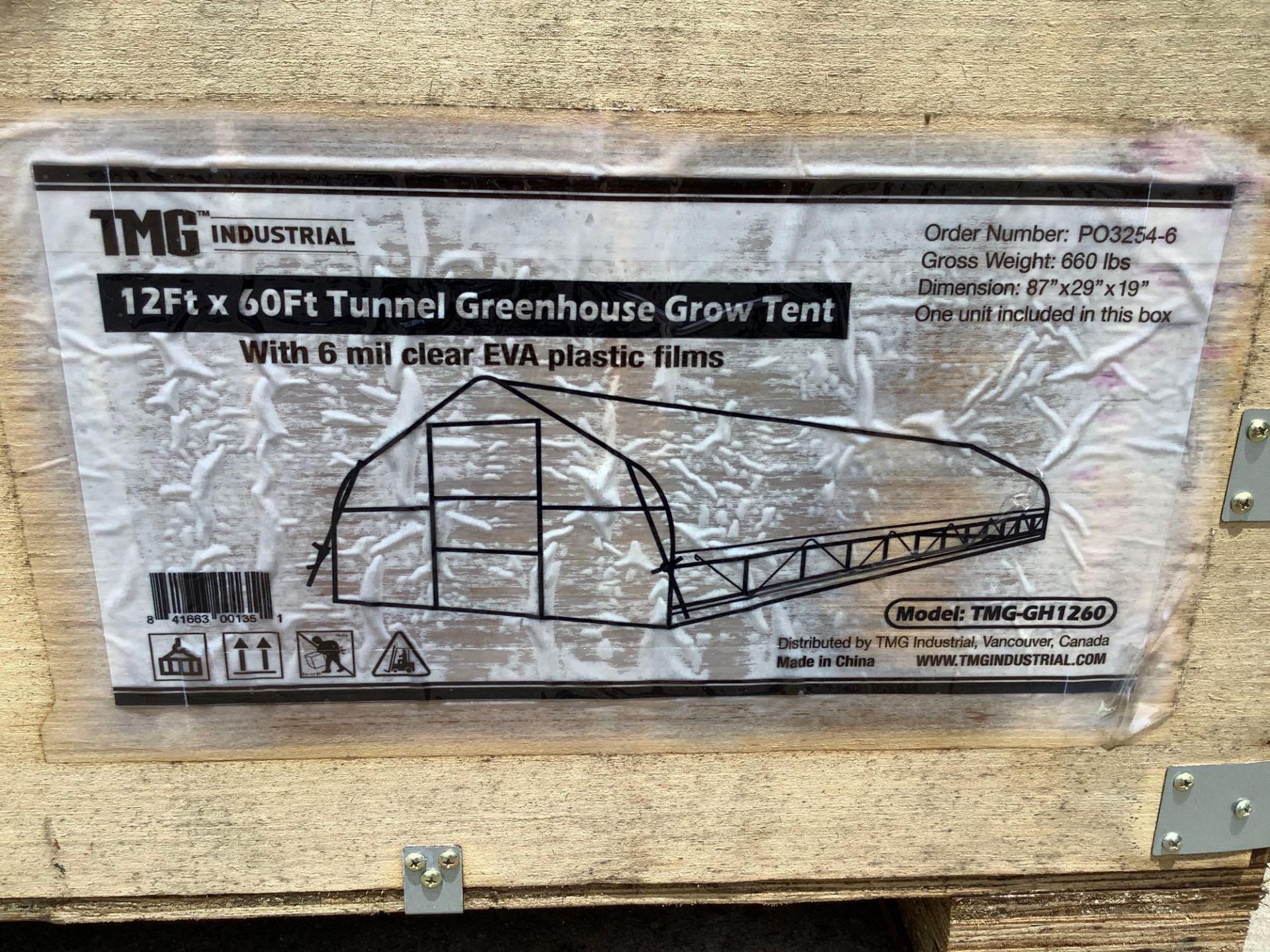 TMG INDUSTRIAL TUNNEL GREENHOUSE GROWS TENT MODEL TGM-GH1260 WITH 6 MIL CLEAR EVA PLASTIC FILMS, TUN - Image 7 of 9