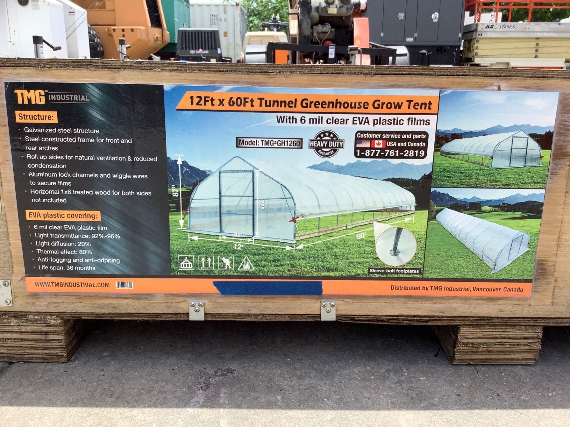 TMG INDUSTRIAL TUNNEL GREENHOUSE GROWS TENT MODEL TGM-GH1260 WITH 6 MIL CLEAR EVA PLASTIC FILMS, TUN - Image 6 of 9