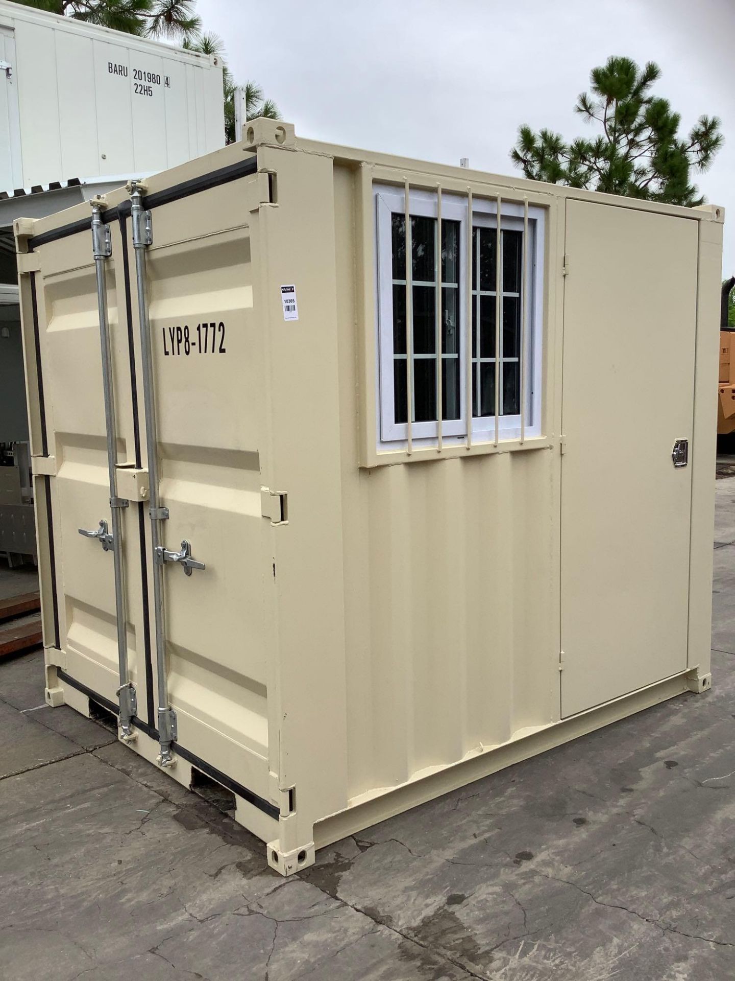 UNUSED 8' OFFICE / STORAGE CONTAINER, FORK PACKETS WITH SIDE DOOR ENTRANCE & SIDE WINDOW, APPROX - Image 2 of 9