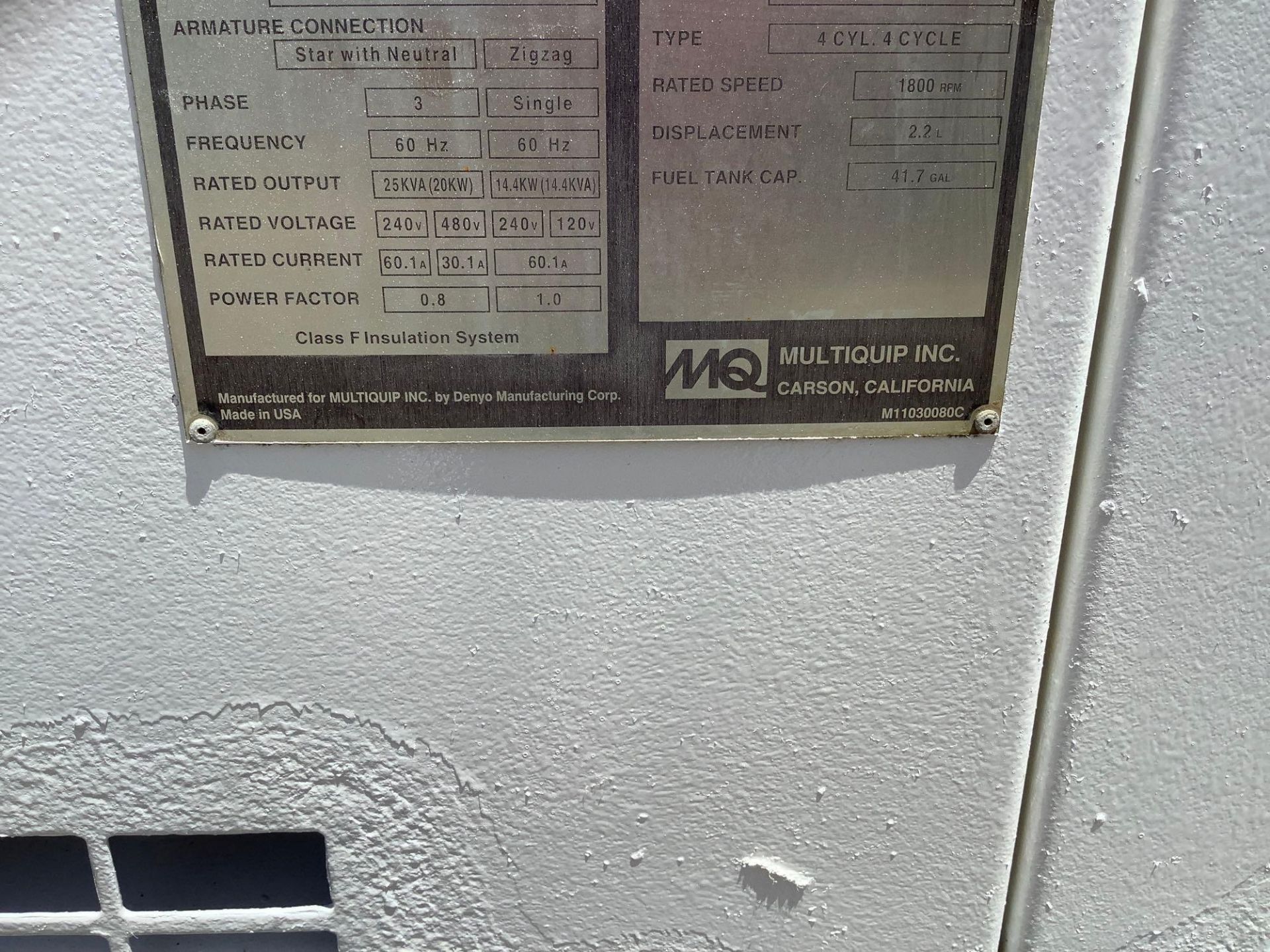 MULTIQUIP 25 WHISPERWATT ULTRA SILENT AC GENERATOR MODEL DCA-25USI2, DIESEL, ISUZU ENGINE - Image 7 of 26