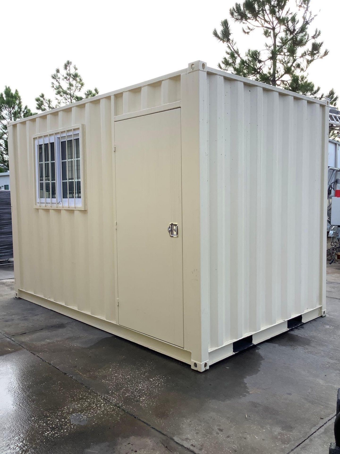 12' OFFICE / STORAGE CONTAINER, FORK POCKETS WITH SIDE DOOR ENTRANCE & SIDE WINDOW , APPROX 99'' T x - Image 3 of 11