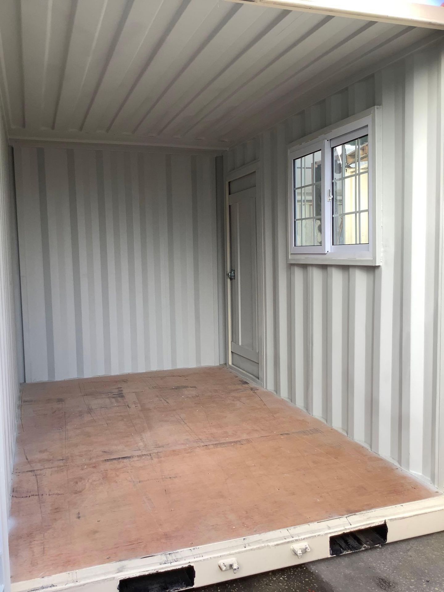 12' OFFICE / STORAGE CONTAINER, FORK POCKETS WITH SIDE DOOR ENTRANCE & SIDE WINDOW , APPROX 99'' T x - Image 11 of 11