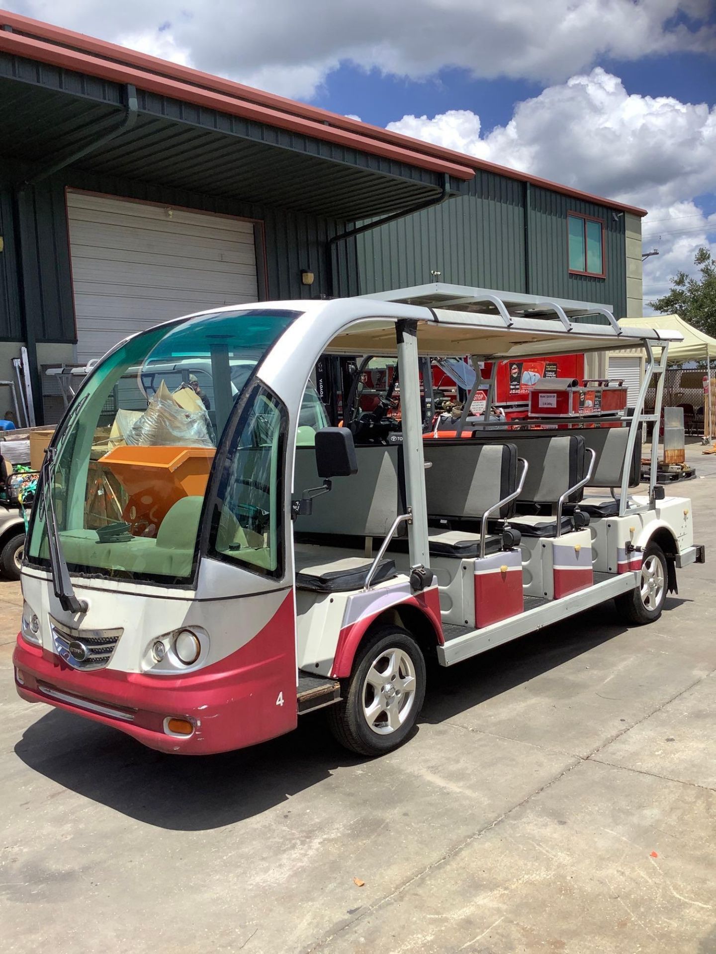 2015 STAR EV SHUTTLE CART MODEL STAR-BN72-11-AC-ADS, ELECTRIC, SOLA PANEL ATTACHED, DOME LIGHTS & SP - Image 2 of 28