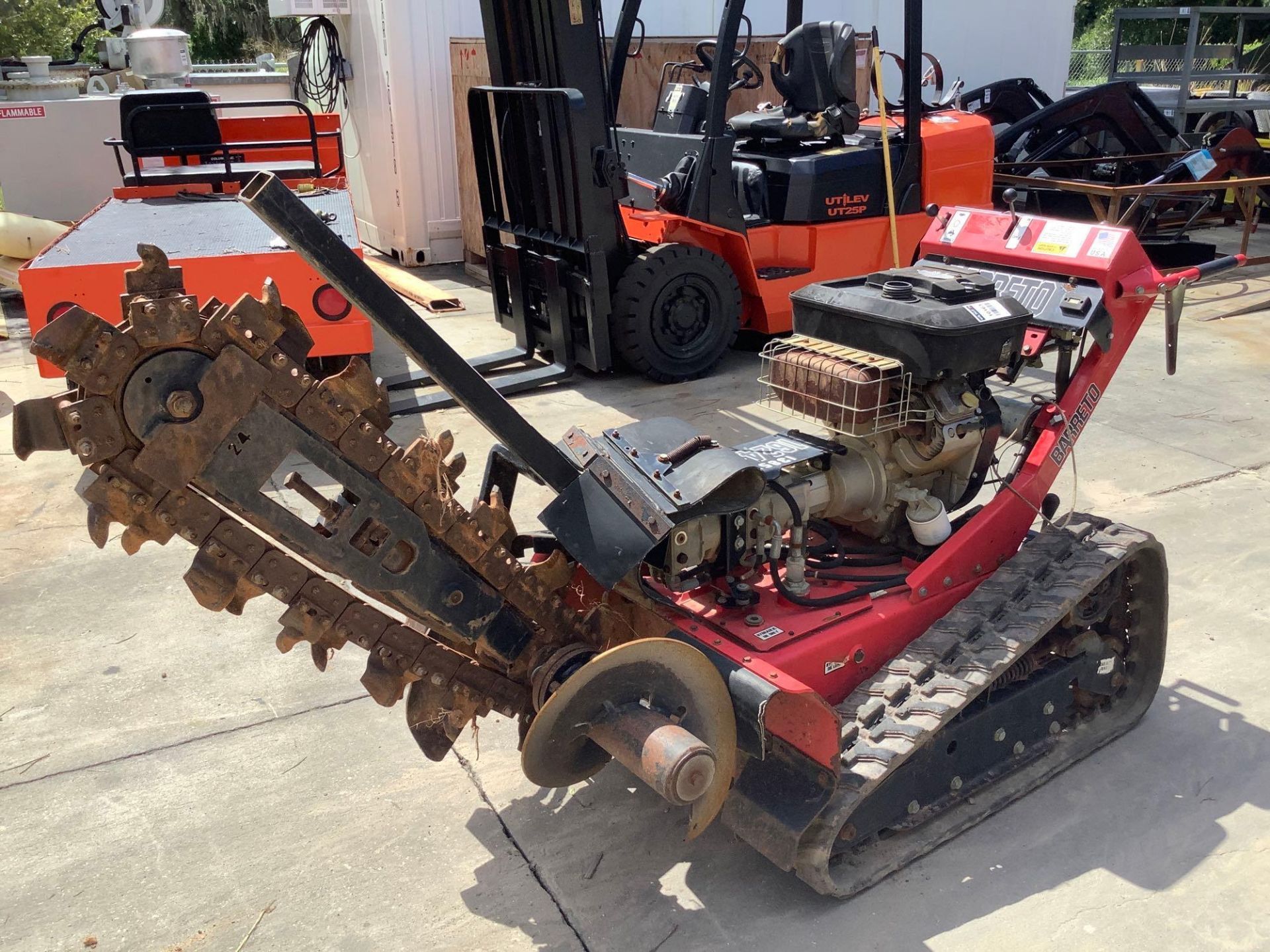 BARRETO 1624-TK WALK BEHIND TRENCHER , GAS POWERED, BLADE APPROX 24”, RUBBER TRACKS, RUNS & OPERATES