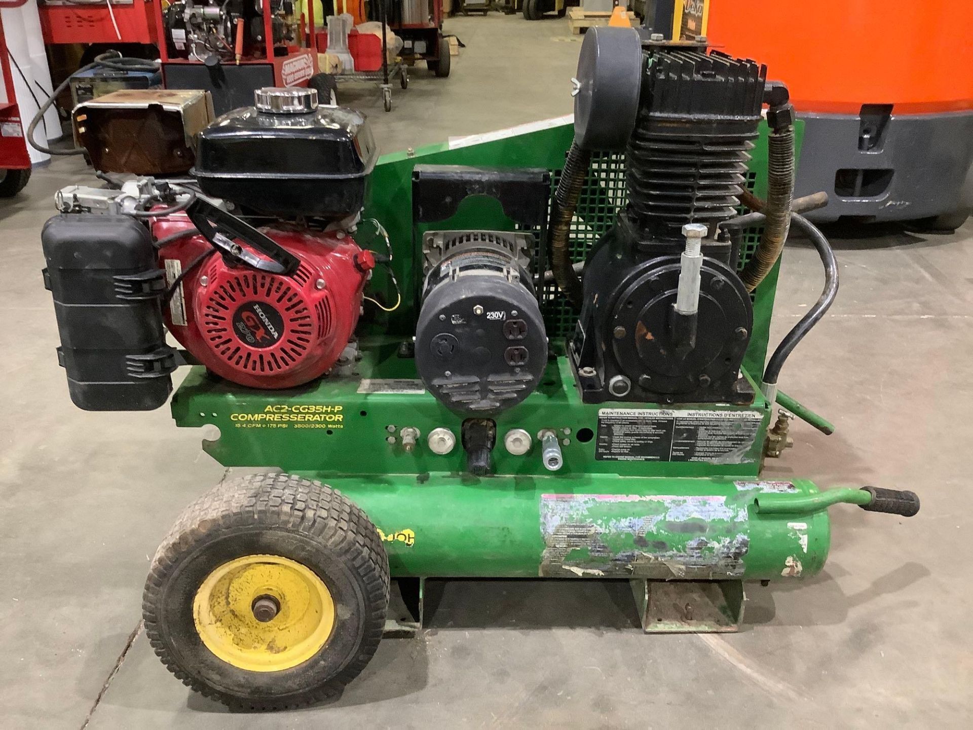 JOHN DEERE COMPRESSERATOR MODEL AG2-PH13-08J1, GAS POWERED, HONDA GX270 MOTOR - Image 4 of 11