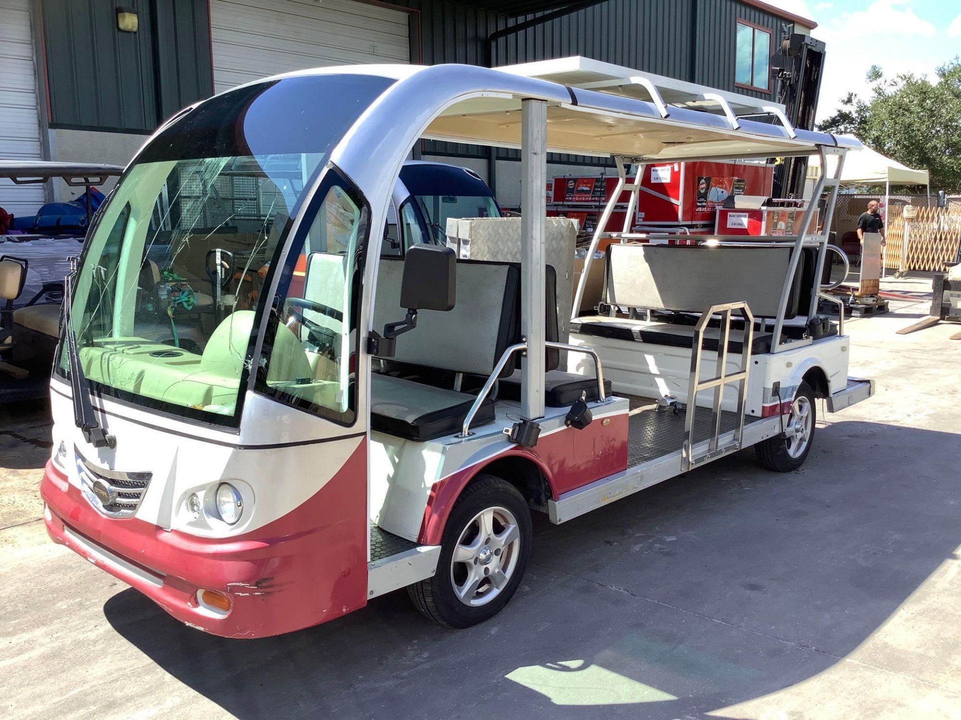 2015 STAR EV SHUTTLE CART MODEL STAR-BN72-11-AC-WHEELCHAIR, ELECTRIC, SOLA PANEL ATTACHED, DOME LIGH