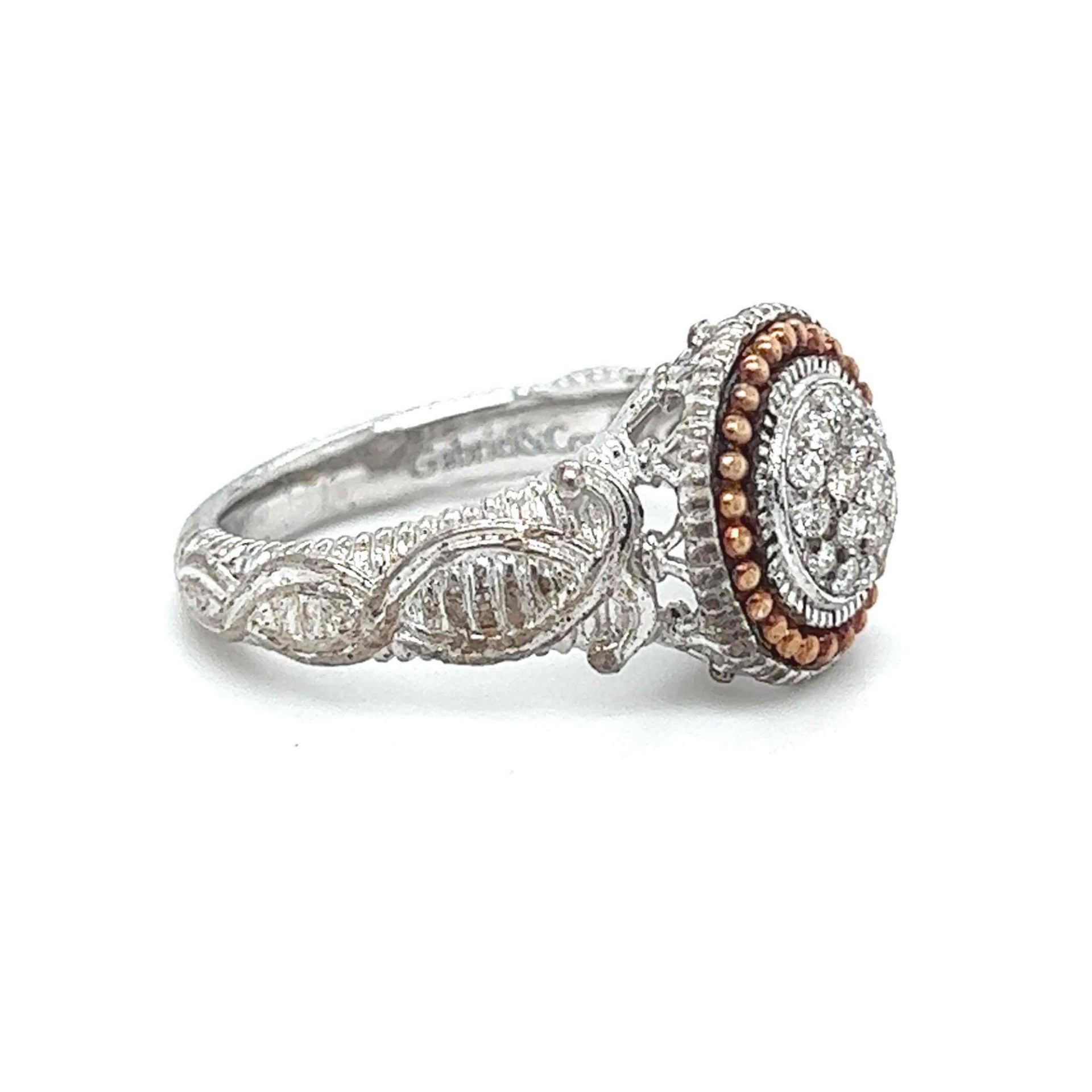 ESTATE GABRIEL & CO 18K AND STERLING SILVER DIAMOND RING - Image 3 of 4