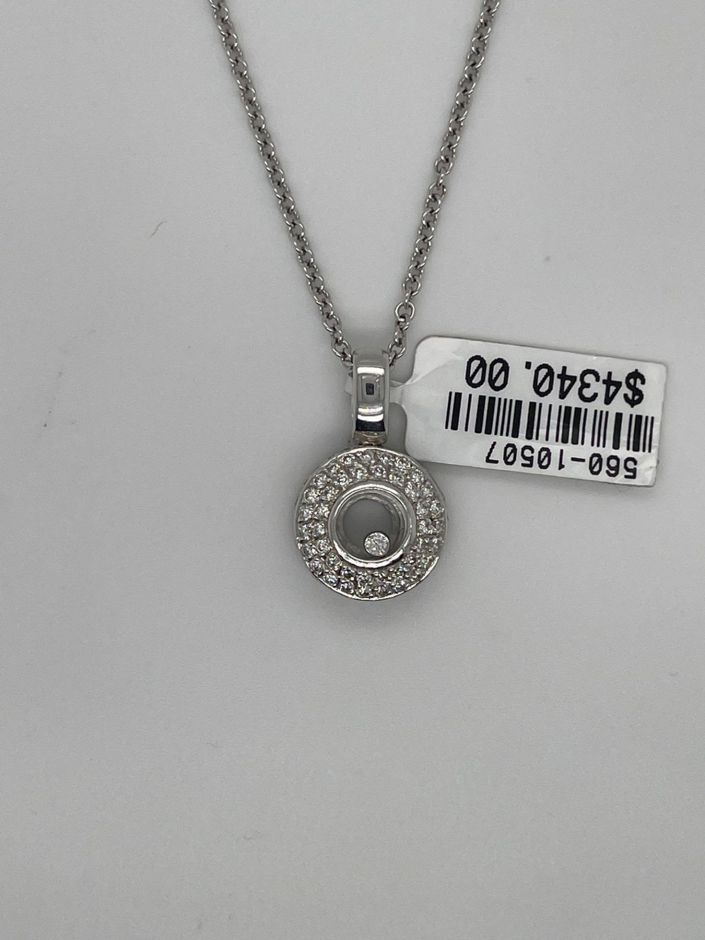 18KT WHITE GOLD CIRCLE DIAMOND EARRINGS .80CT PAVE DIAMONDS/ .80CT 18KT WHITE GOLD NECKLACE .80CT DI - Image 8 of 10