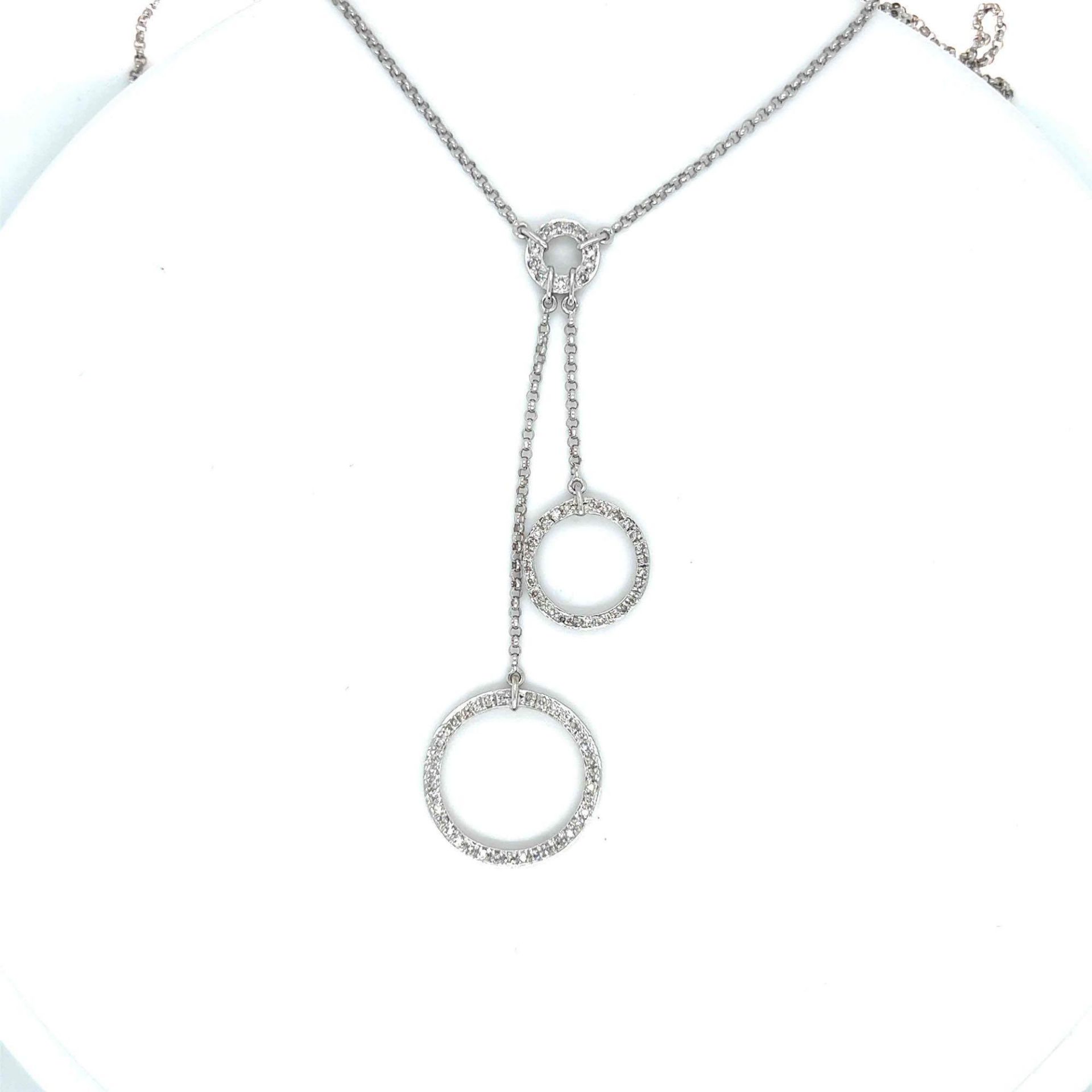 ESTATE DIAMOND DANGLE NECKLACE 14K WHITE GOLD