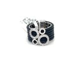 BELLE ETOILE STERLING SILVER EQUINOX BLACK RUBBER RING