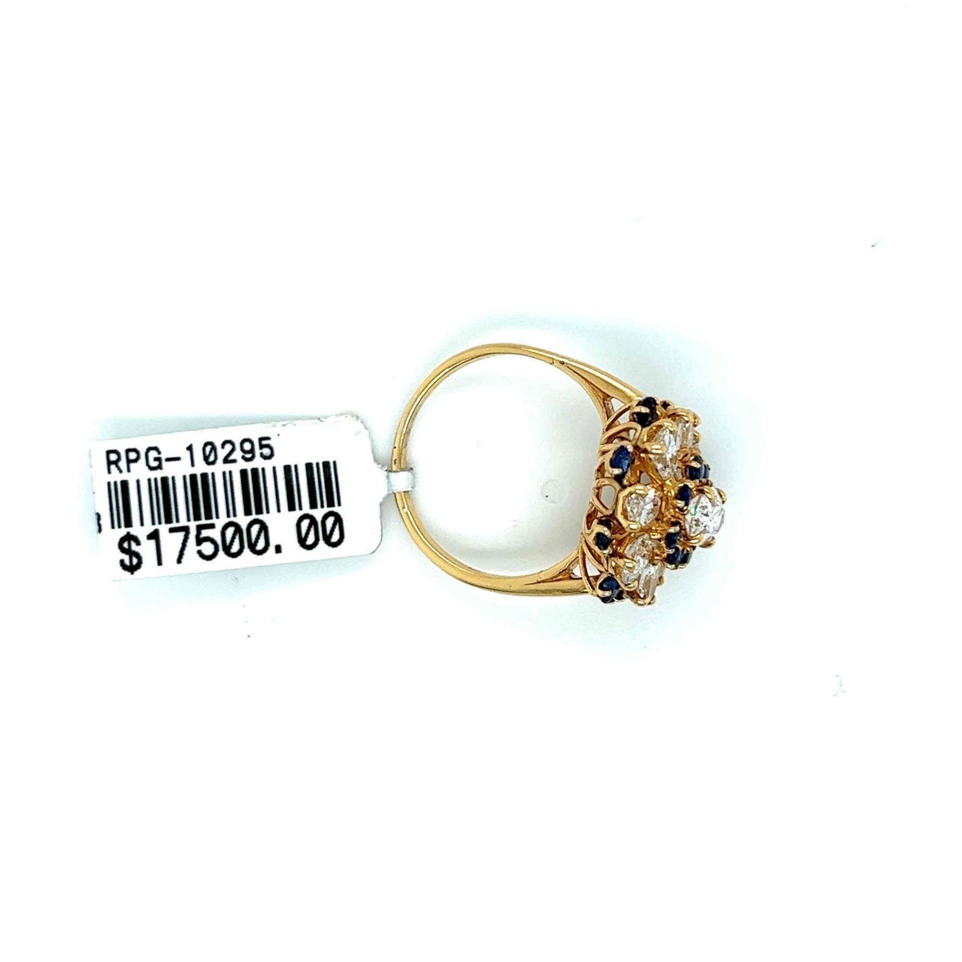 ESTATE OVAL DIAMOND AND SAPPHIRE RING 18K GOLD - Image 3 of 3