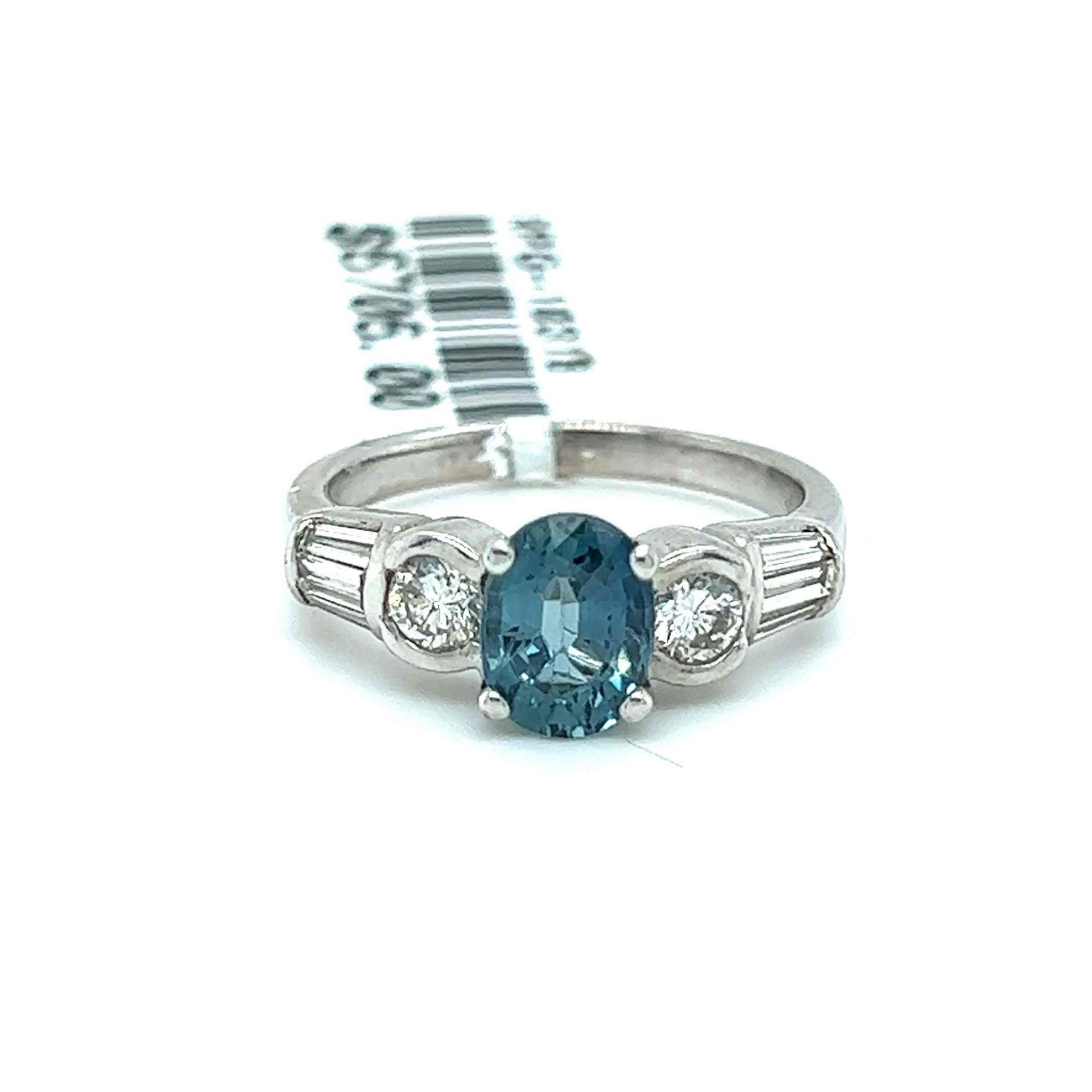 1.66CT CEYLON COLOR SAPPHIRE AND .59CT DIAMOND RING 18K WHITE GOLD