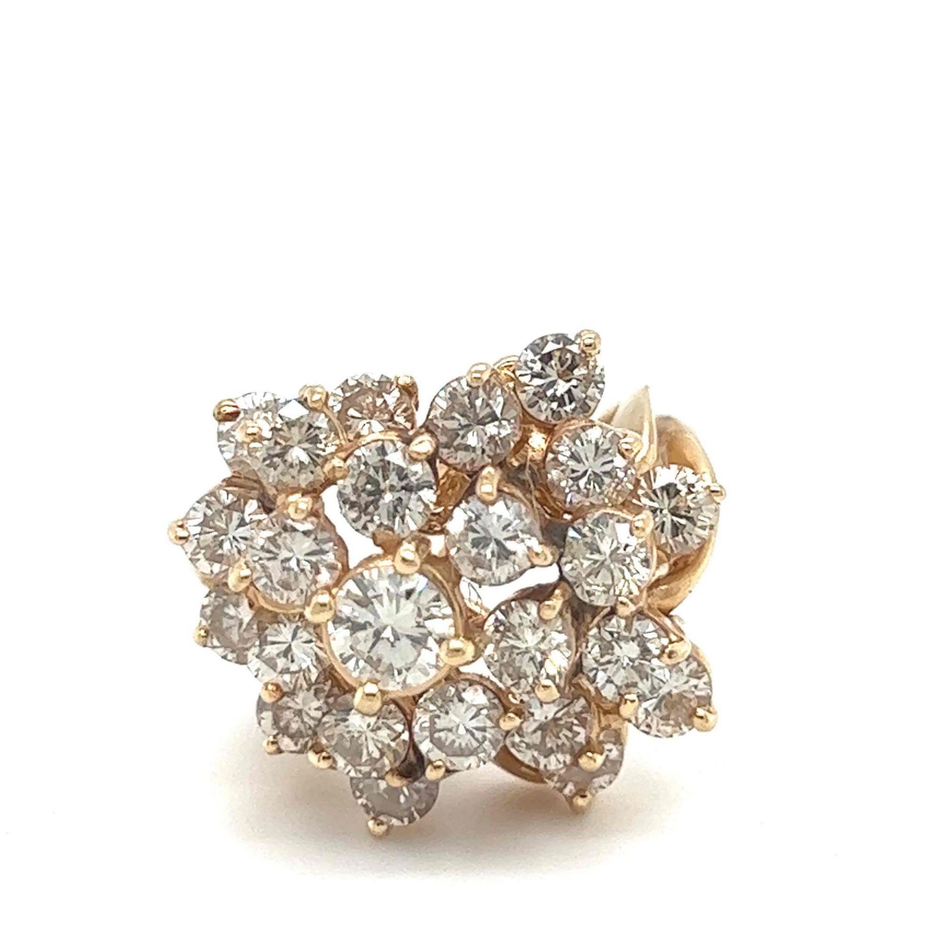 ESTATE LARGE DIAMOND CLUSTER RING 14K GOLD - Image 2 of 6