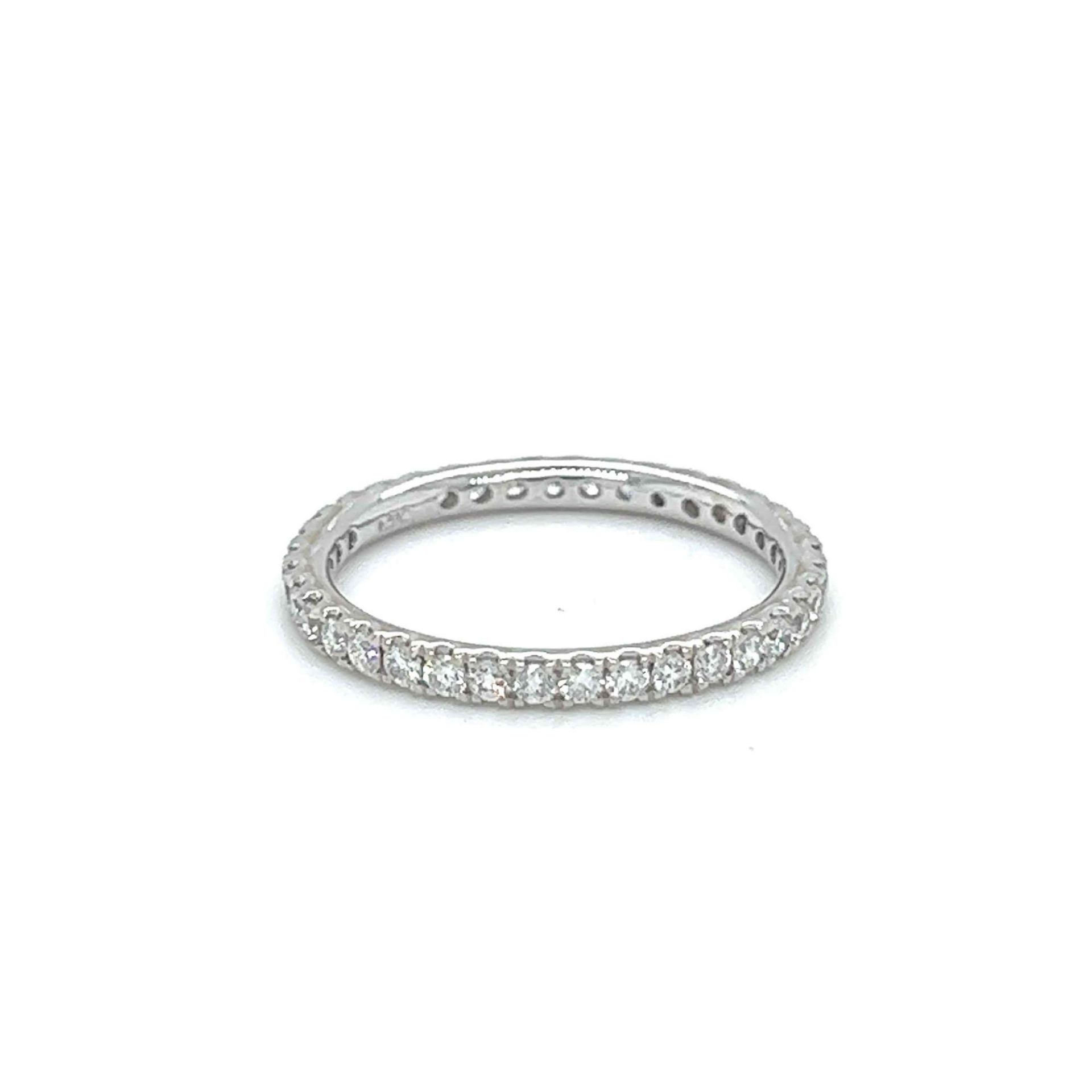 ESTATE DIAMOND ETERNITY RING 14K WHITE GOLD - Image 2 of 2