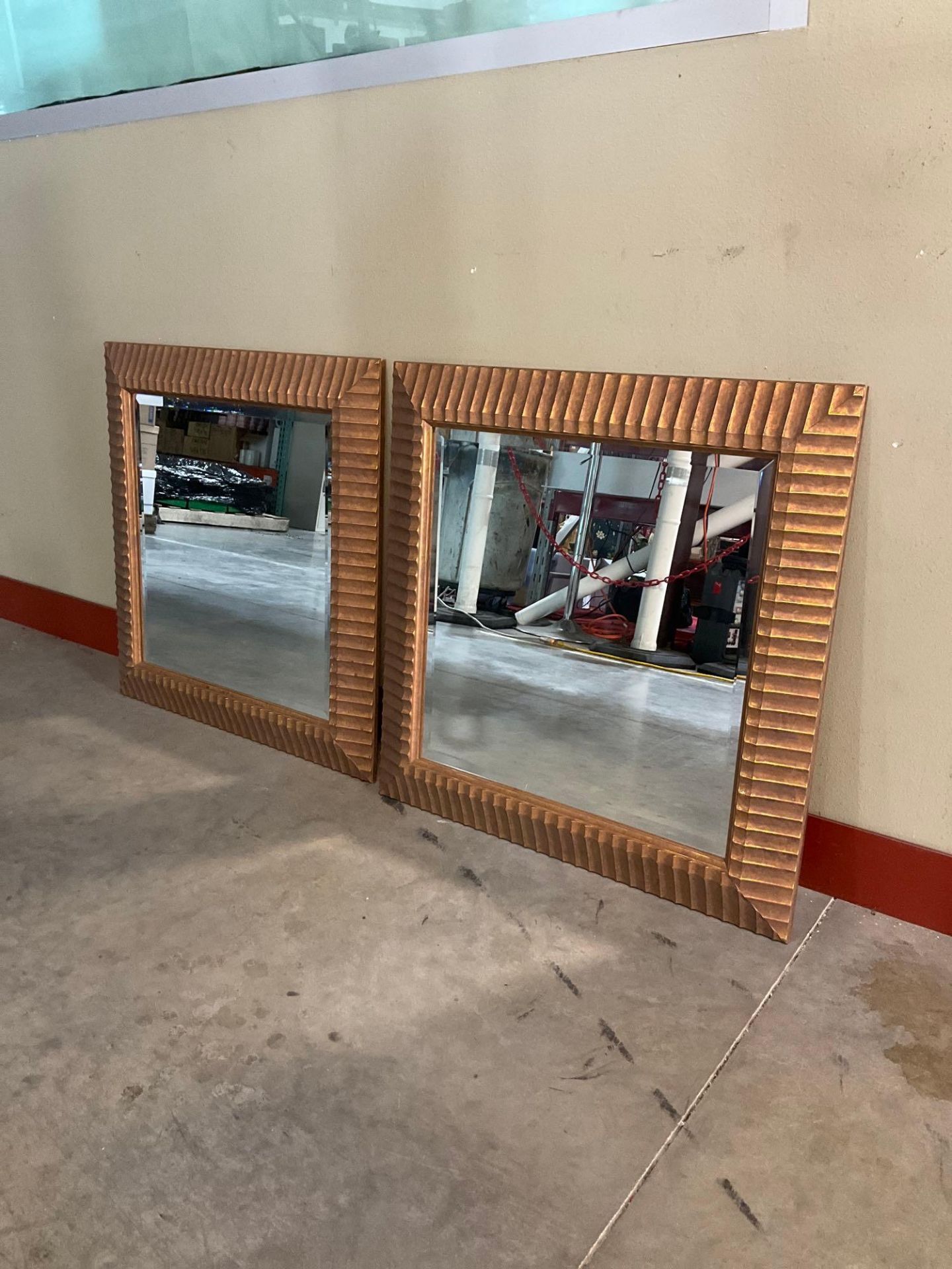 ( 2 ) HANGING MIRROR, BOTH APPROX 28” x 28”