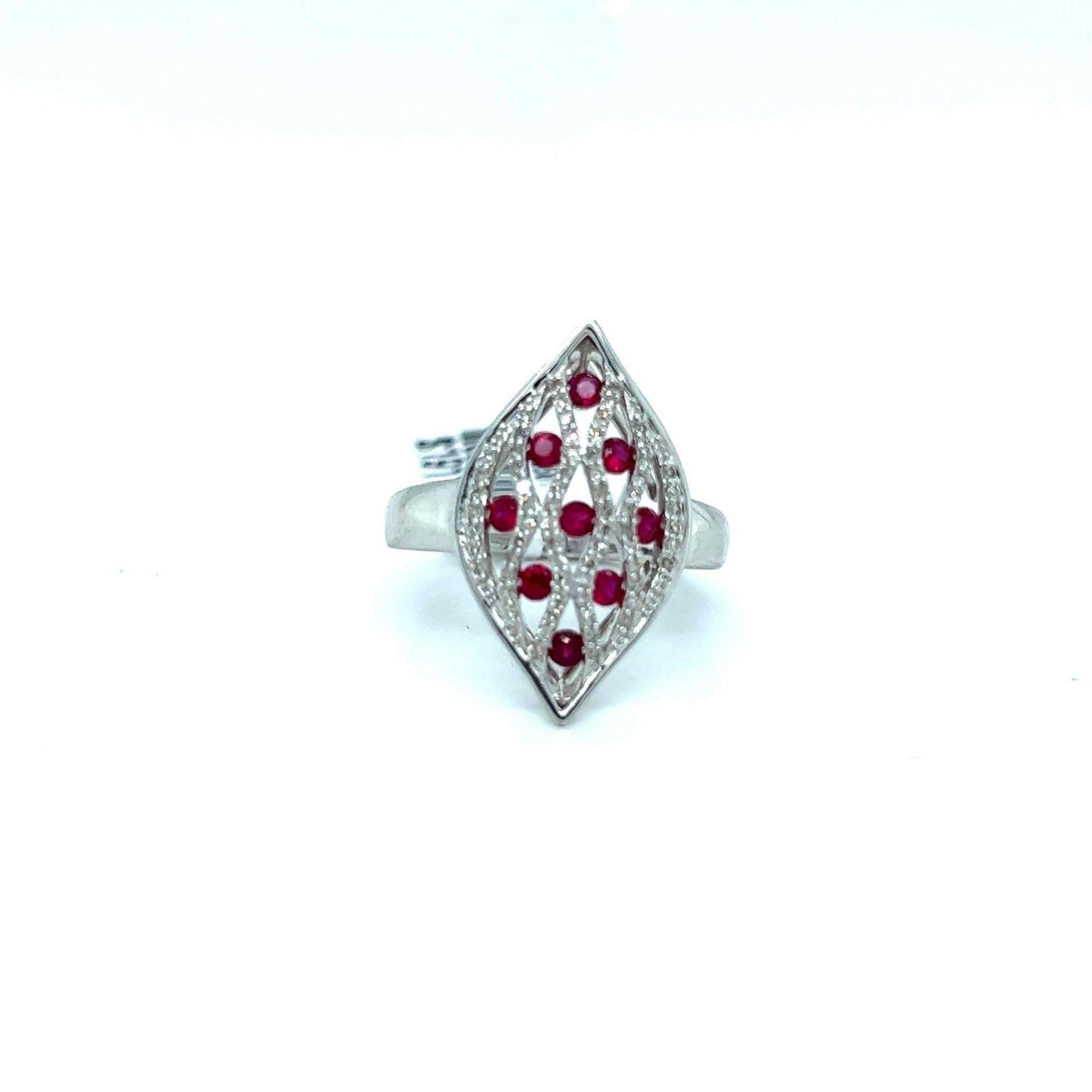 .48CT RUBY AND .23CT DIAMOND RING 10K WHITE GOLD