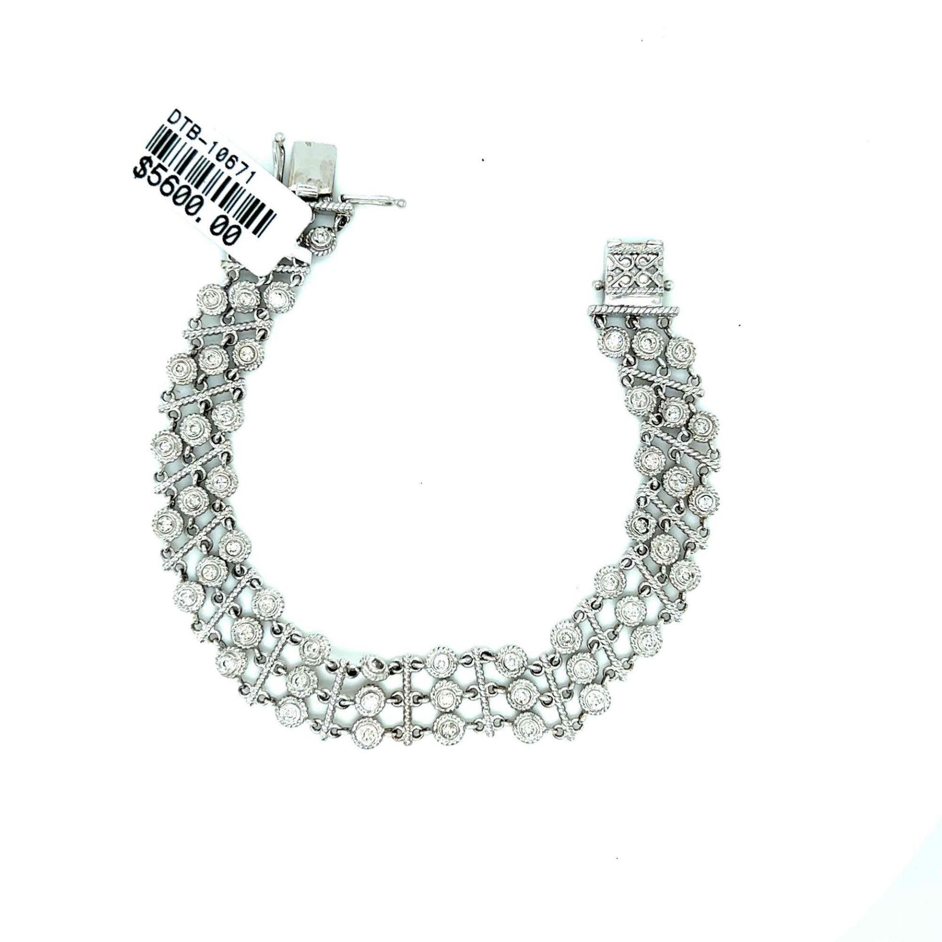 ESTATE DIAMOND FASHION BRACELET 14K WHITE GOLD - Image 3 of 6