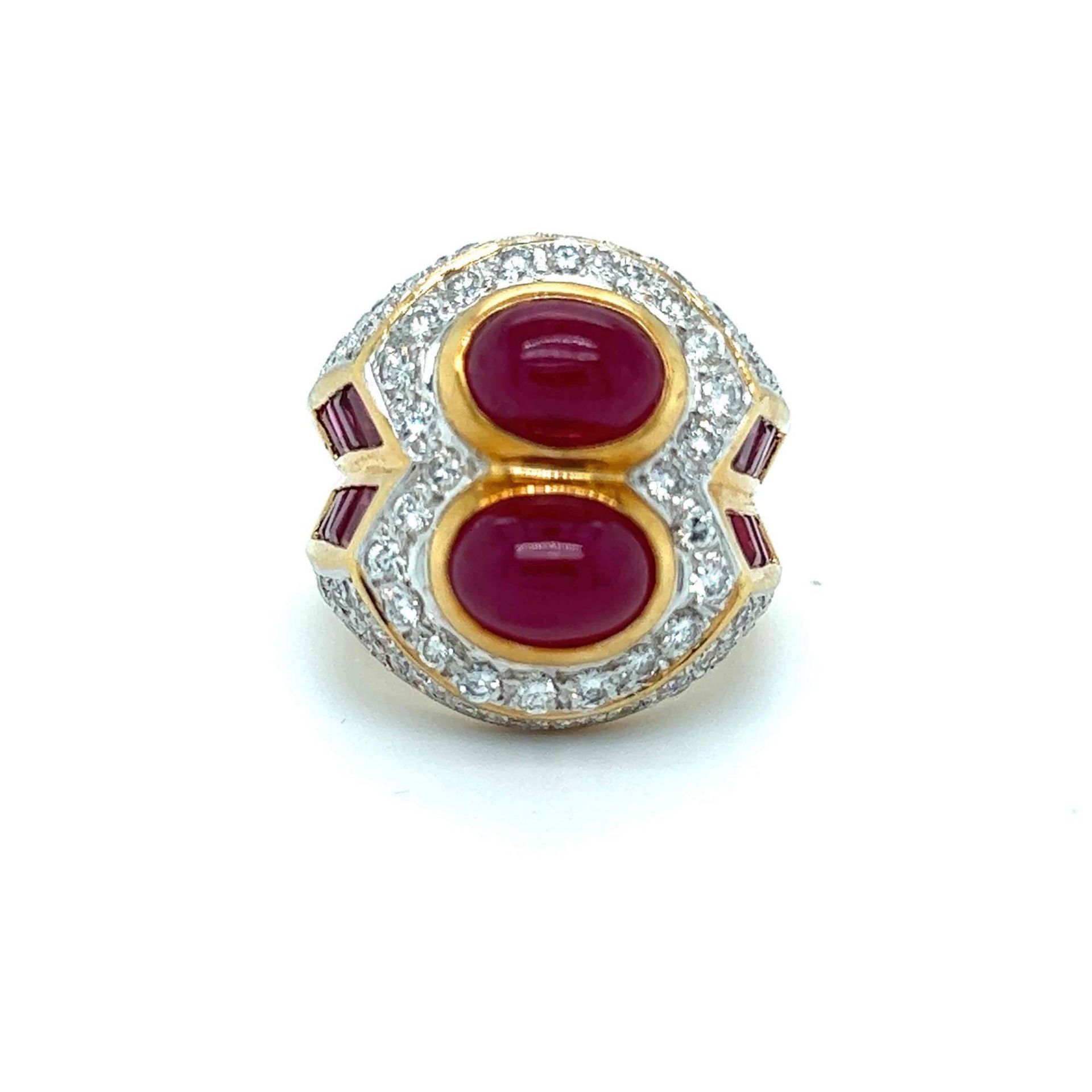 ESTATE RUBY AND DIAMOND RING 18K GOLD