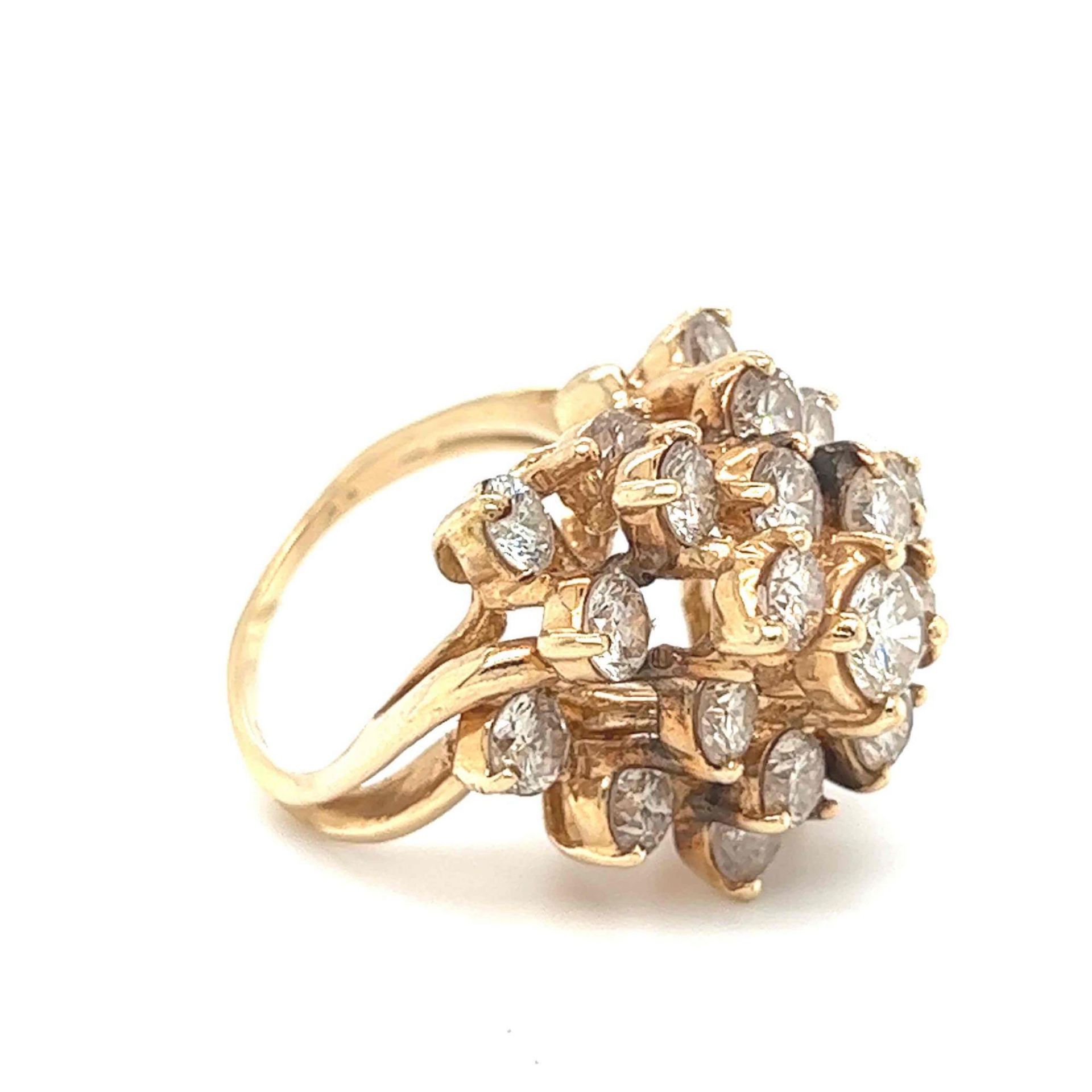 ESTATE LARGE DIAMOND CLUSTER RING 14K GOLD - Image 4 of 6