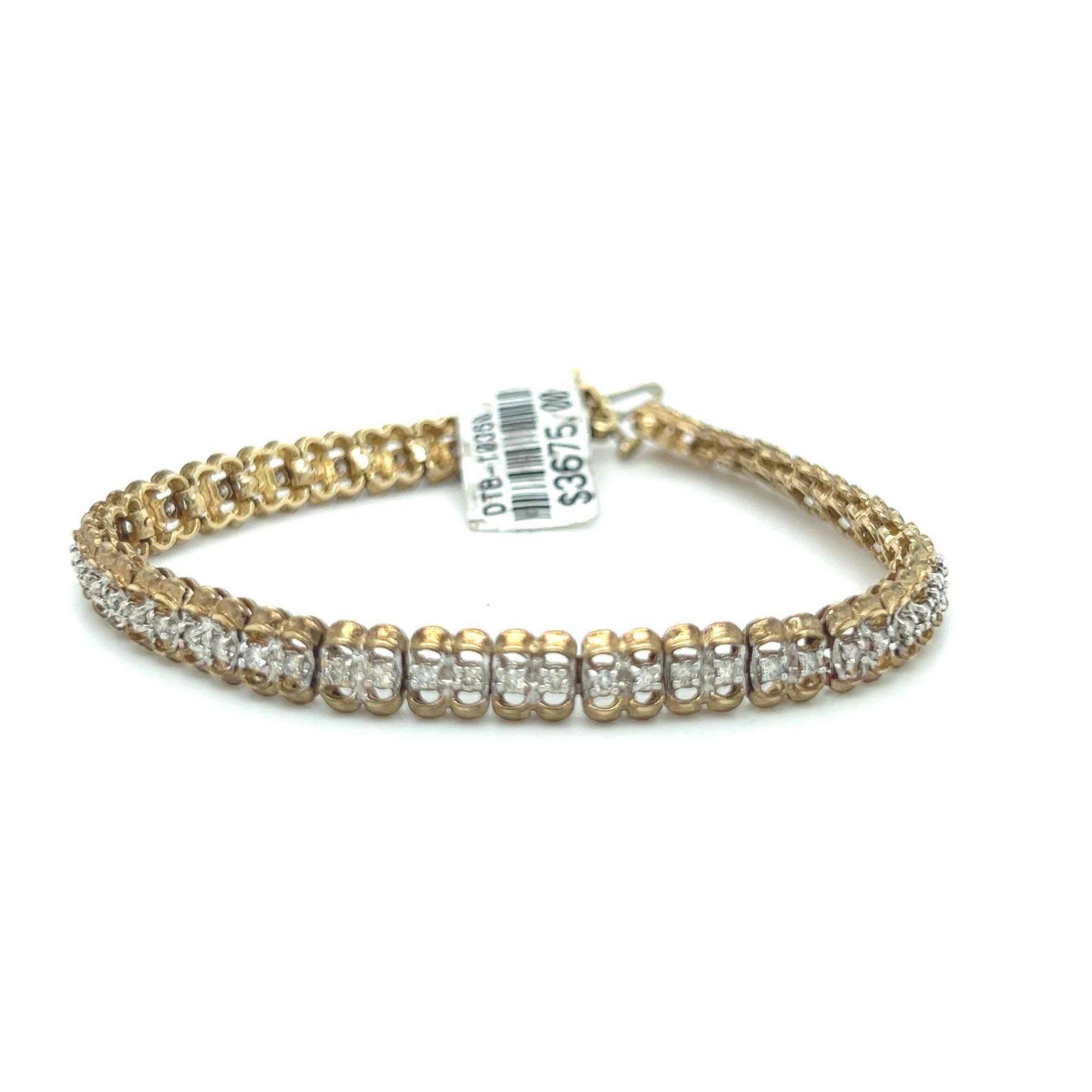 ESTATE 14K YELLOW GOLD DIAMOND BRACELET