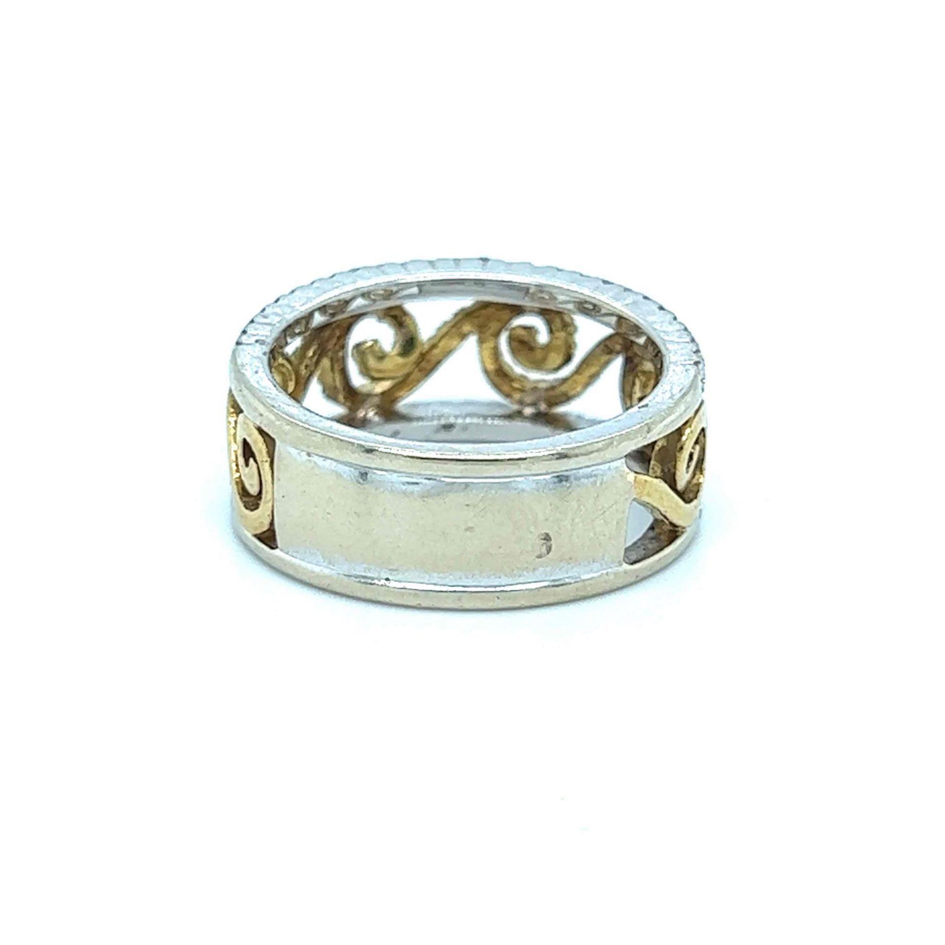 ESTATE YELLOW AND WHITE DIAMOND SWIRL RING 18K GOLD - Image 3 of 3