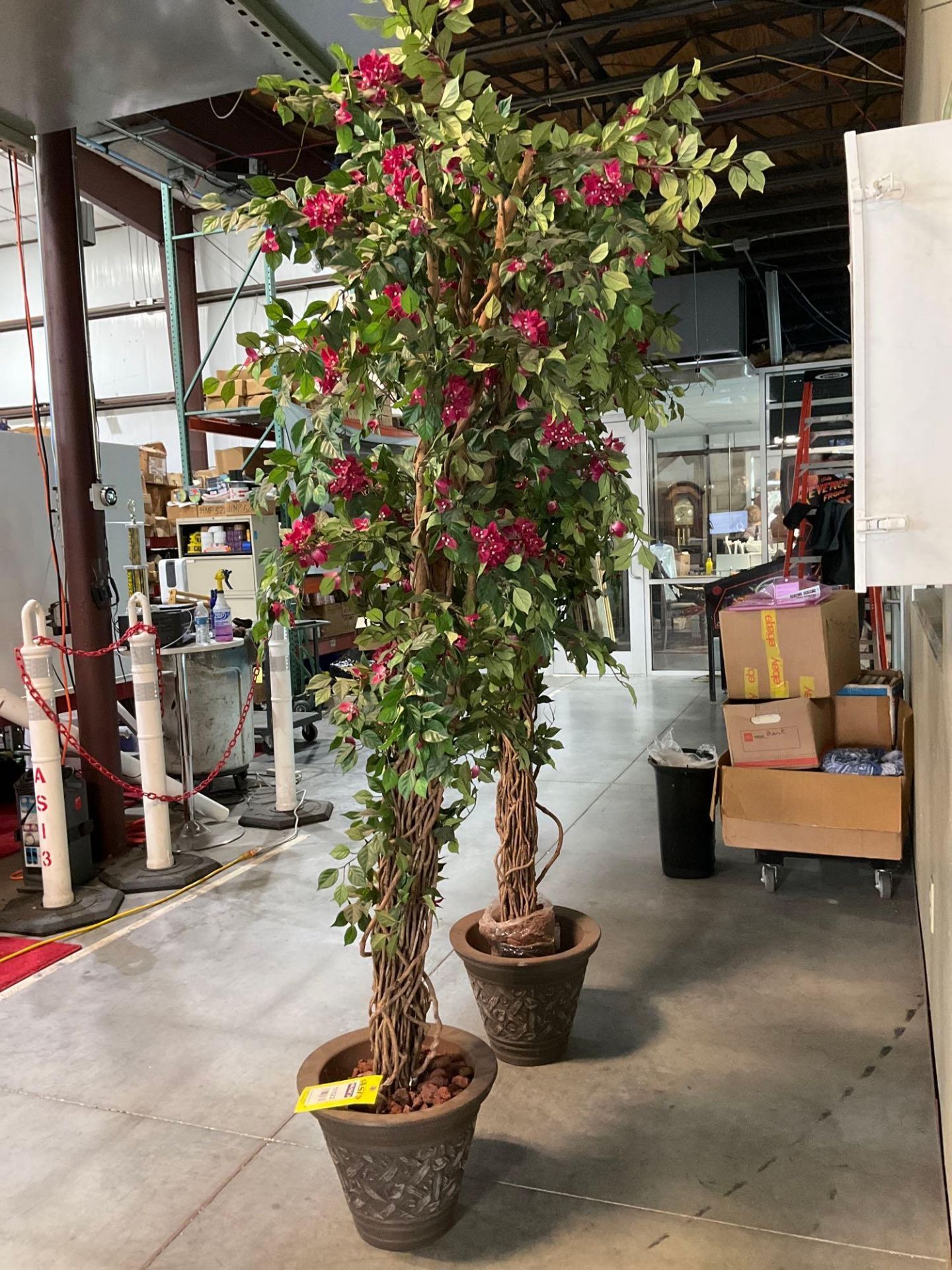 ( 2 ) HOME DECOR TREE PLANTS WITH ROCKS & VASES , APPROX 85” T - Image 3 of 6