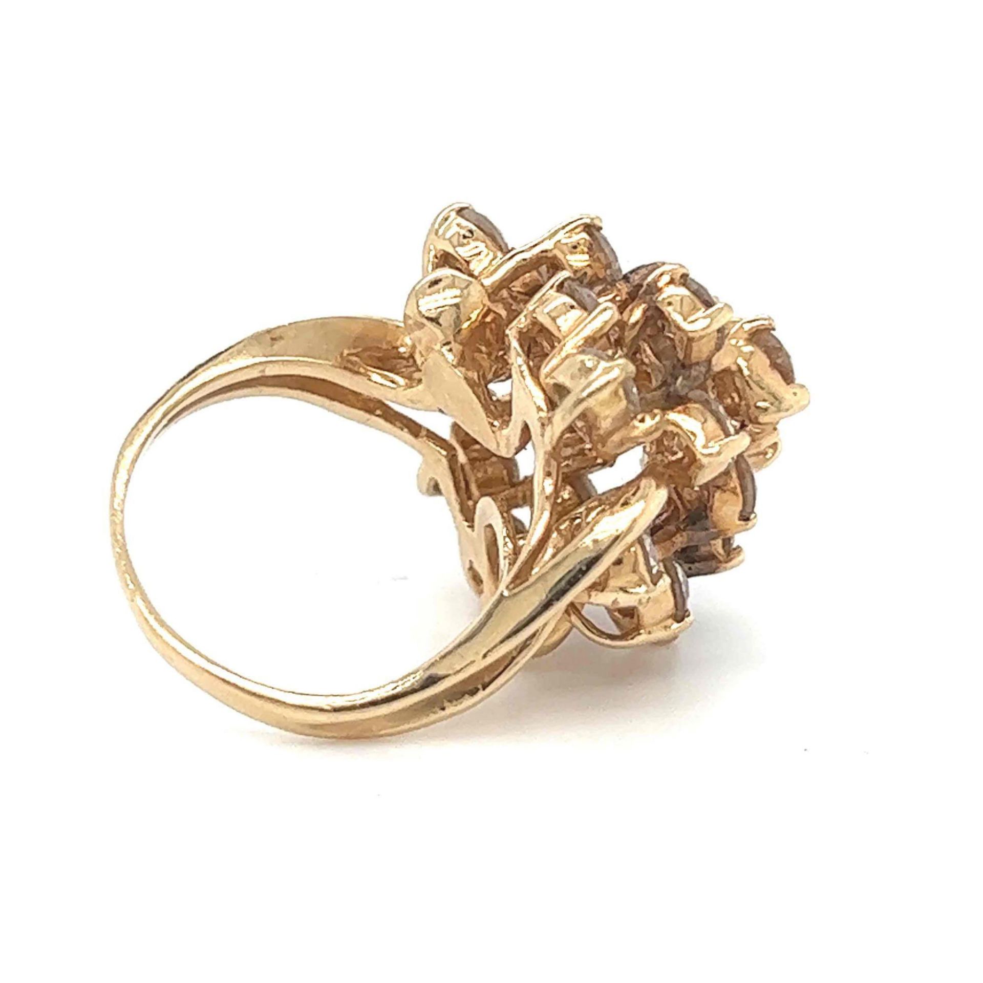 ESTATE LARGE DIAMOND CLUSTER RING 14K GOLD - Image 5 of 6