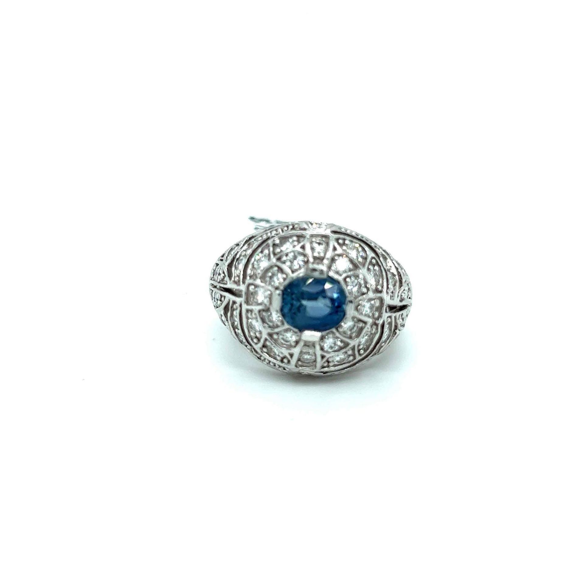 1.45CT CEYLON COLOR SAPPHIRE AND 1.06CT DIAMOND RING 14K WHITE GOLD - Image 4 of 4