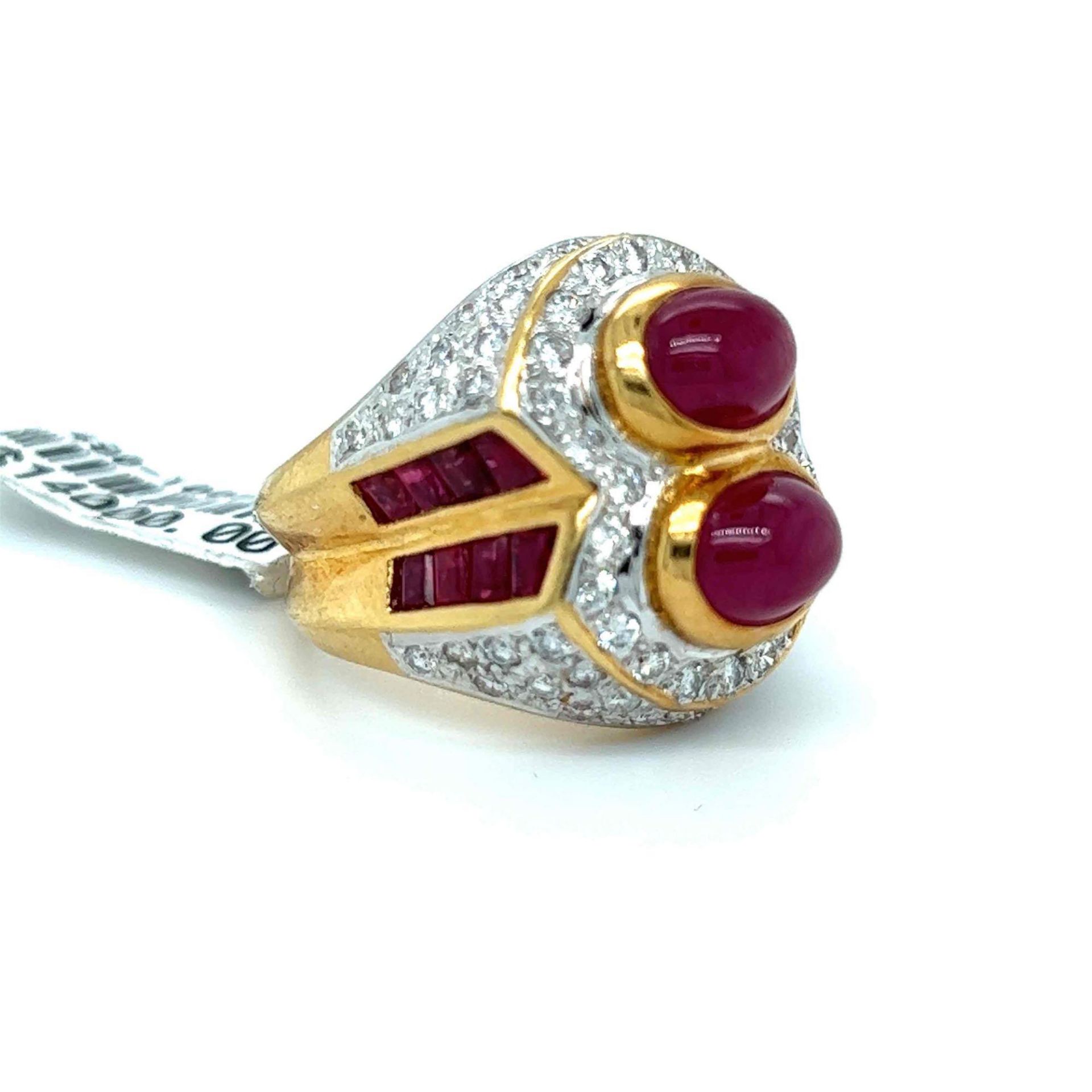 ESTATE RUBY AND DIAMOND RING 18K GOLD - Image 2 of 3